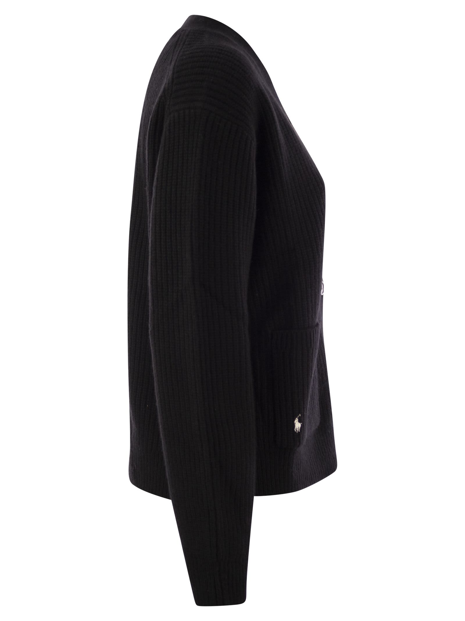 Polo Ralph Lauren Wool And Cashmere V-neck Cardigan In Black