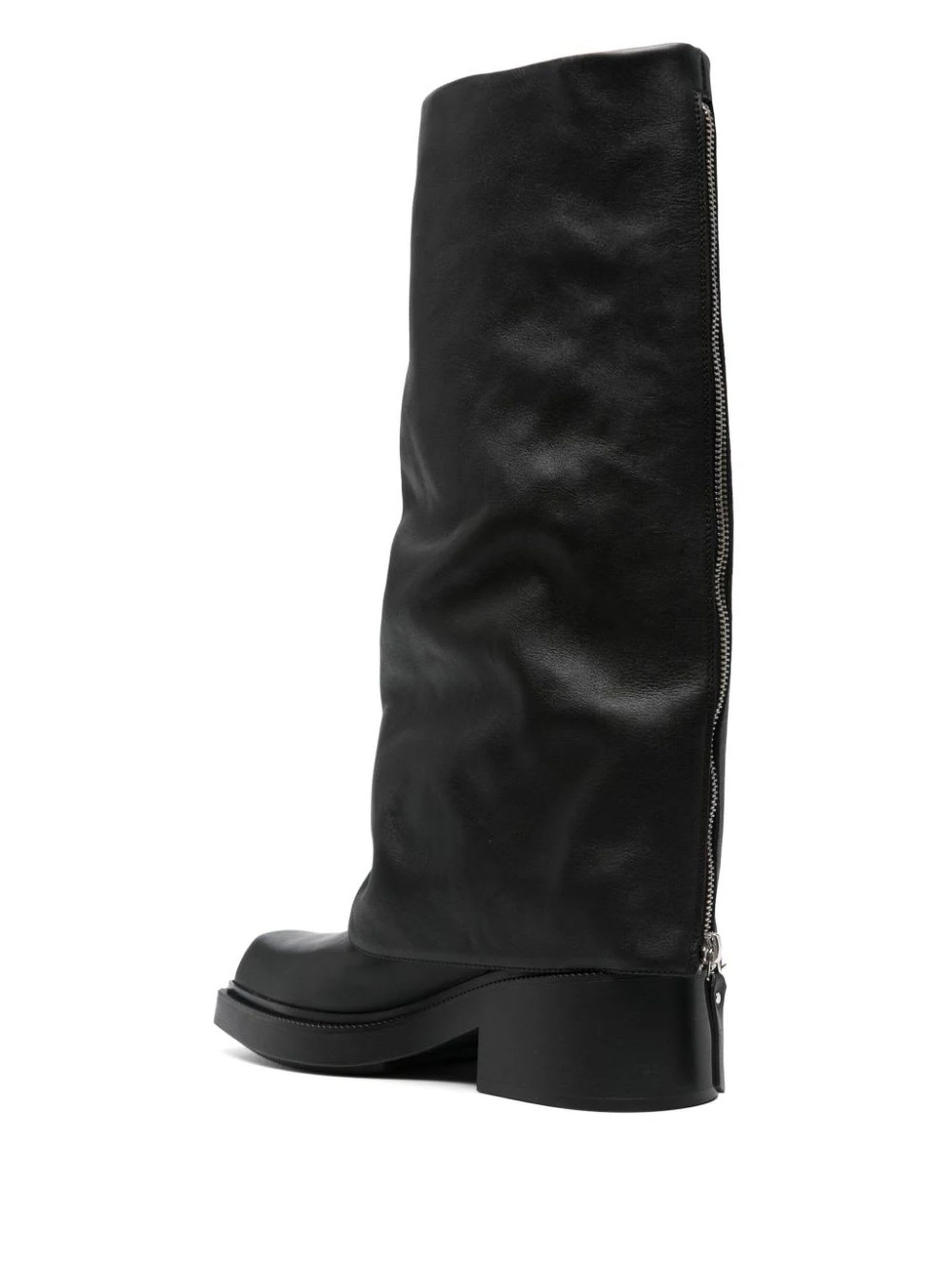 Shop Vic Matie Black Calf Leather Fray Boots