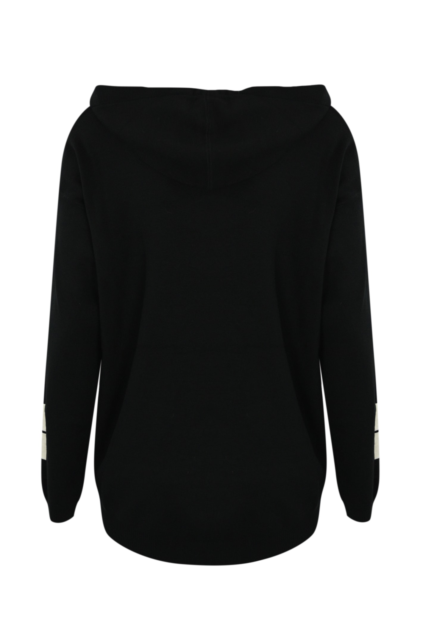 Shop Elisabetta Franchi Viscose Sweatshirt With Logo Bands In Nero/burro