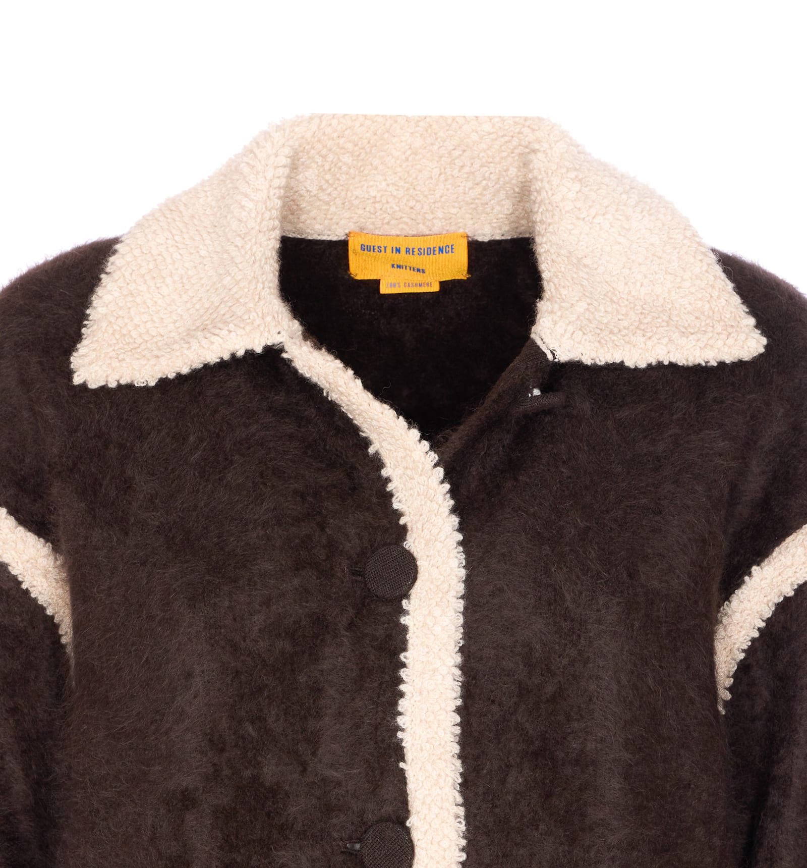 Guest In Residence Grizzly Shearling-trim Cashmere Jacket In Brown