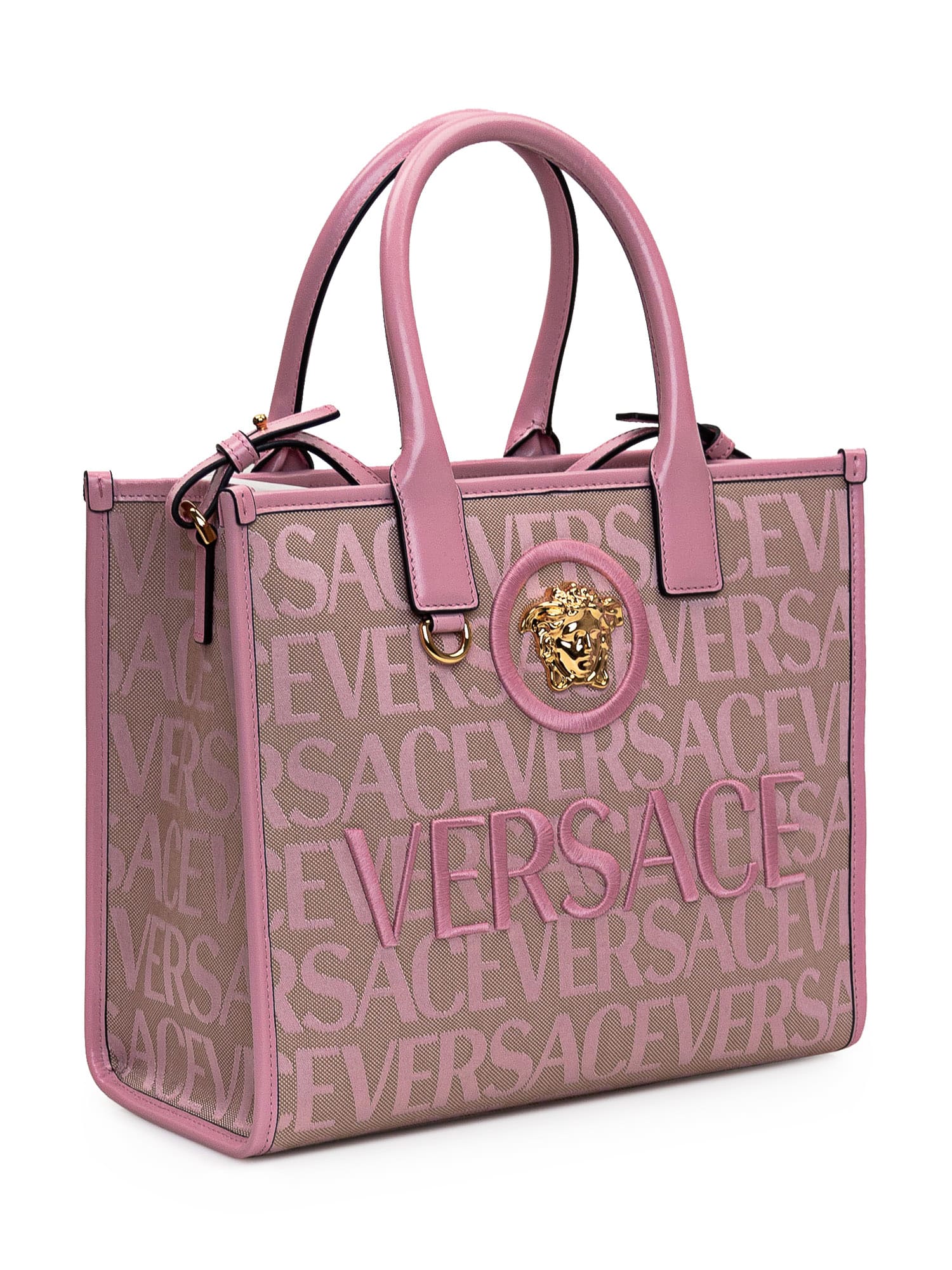 Versace Allover Small Tote Bag in Pink - Versace