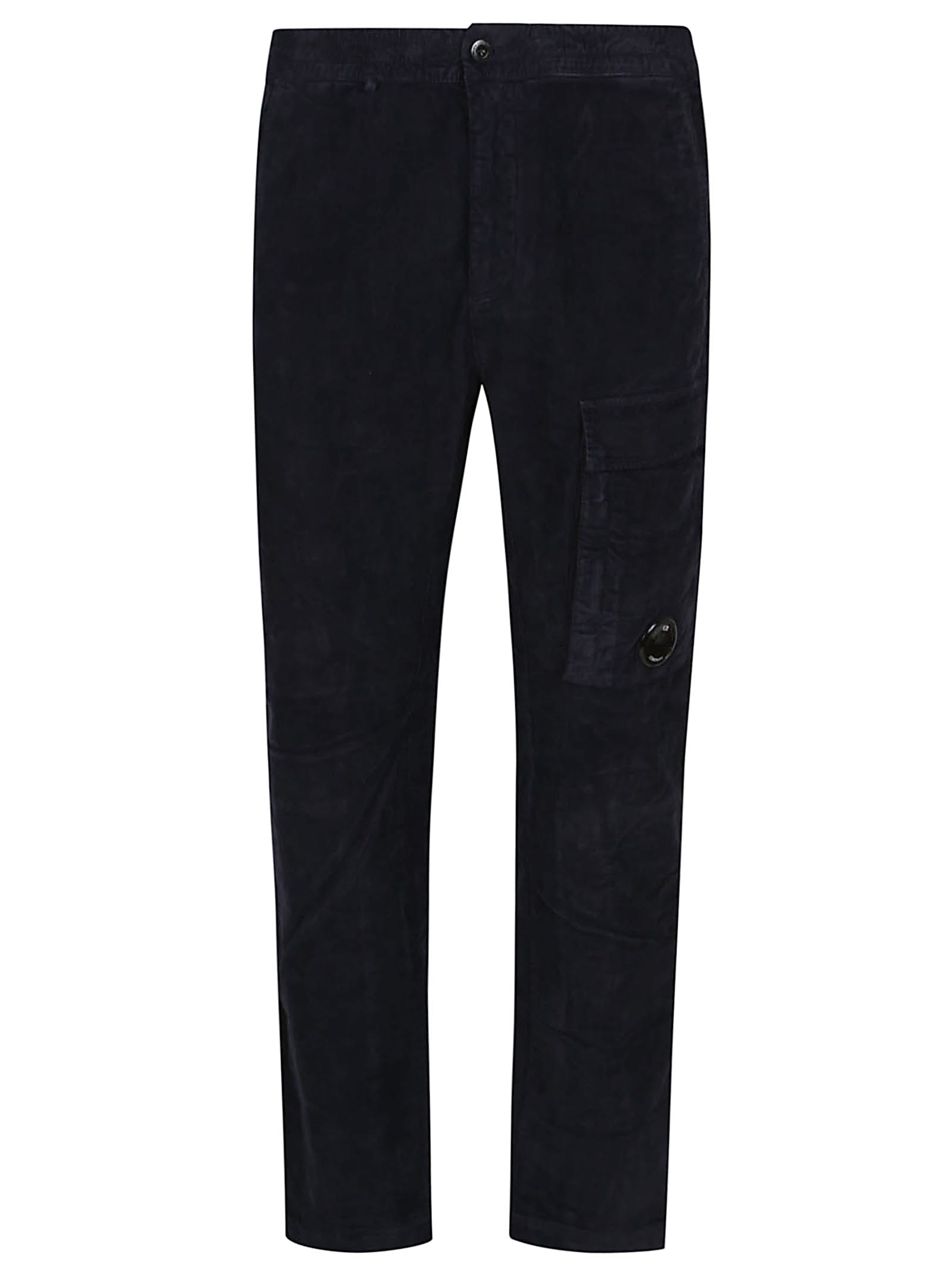 C.p. Company Stretch Corduroy Cargo Trousers In Black