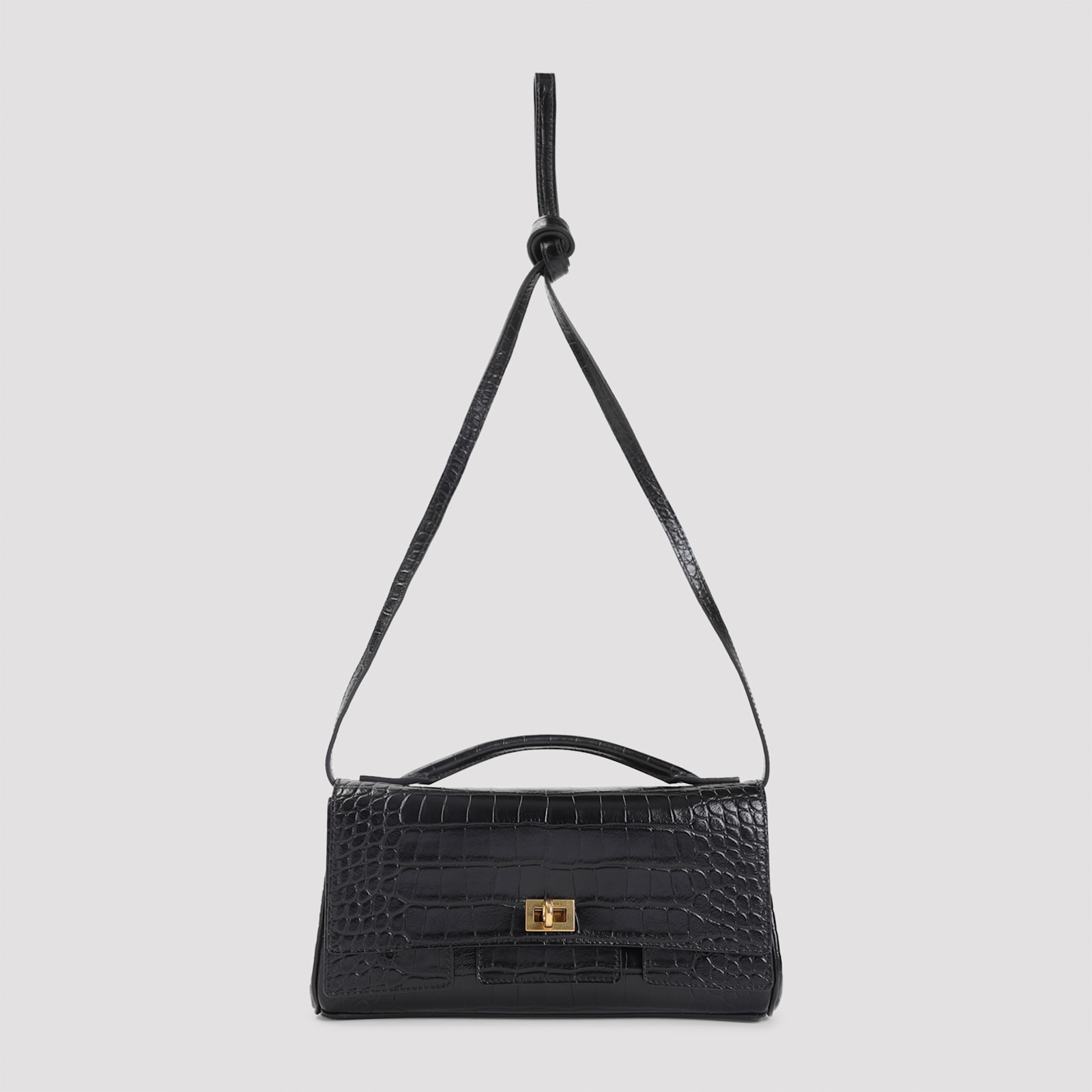 Balenciaga Bel Air Small Clutch With Shoulder Strap In Black