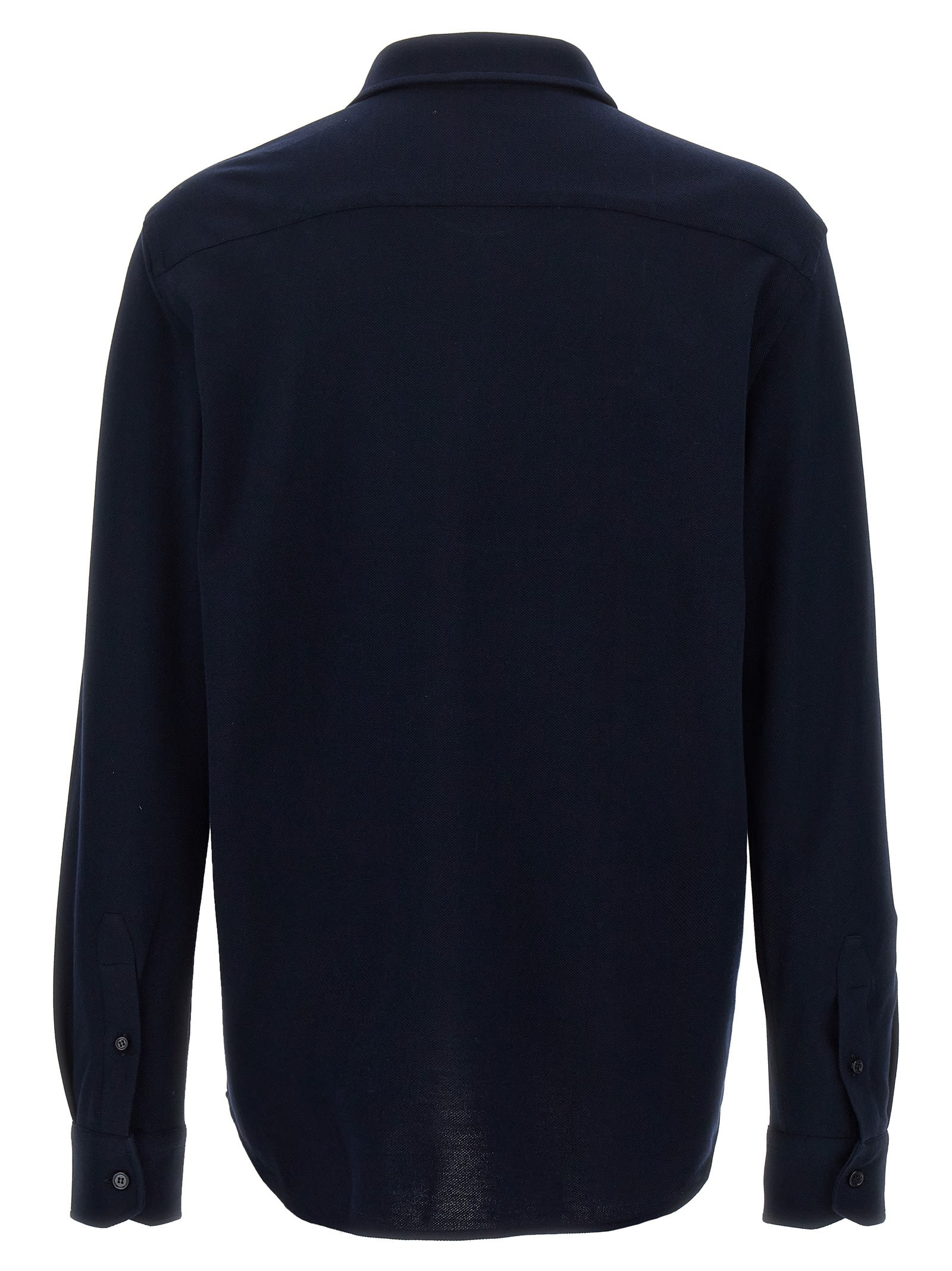 Shop Brioni Cotton Piquet Shirt In Blue