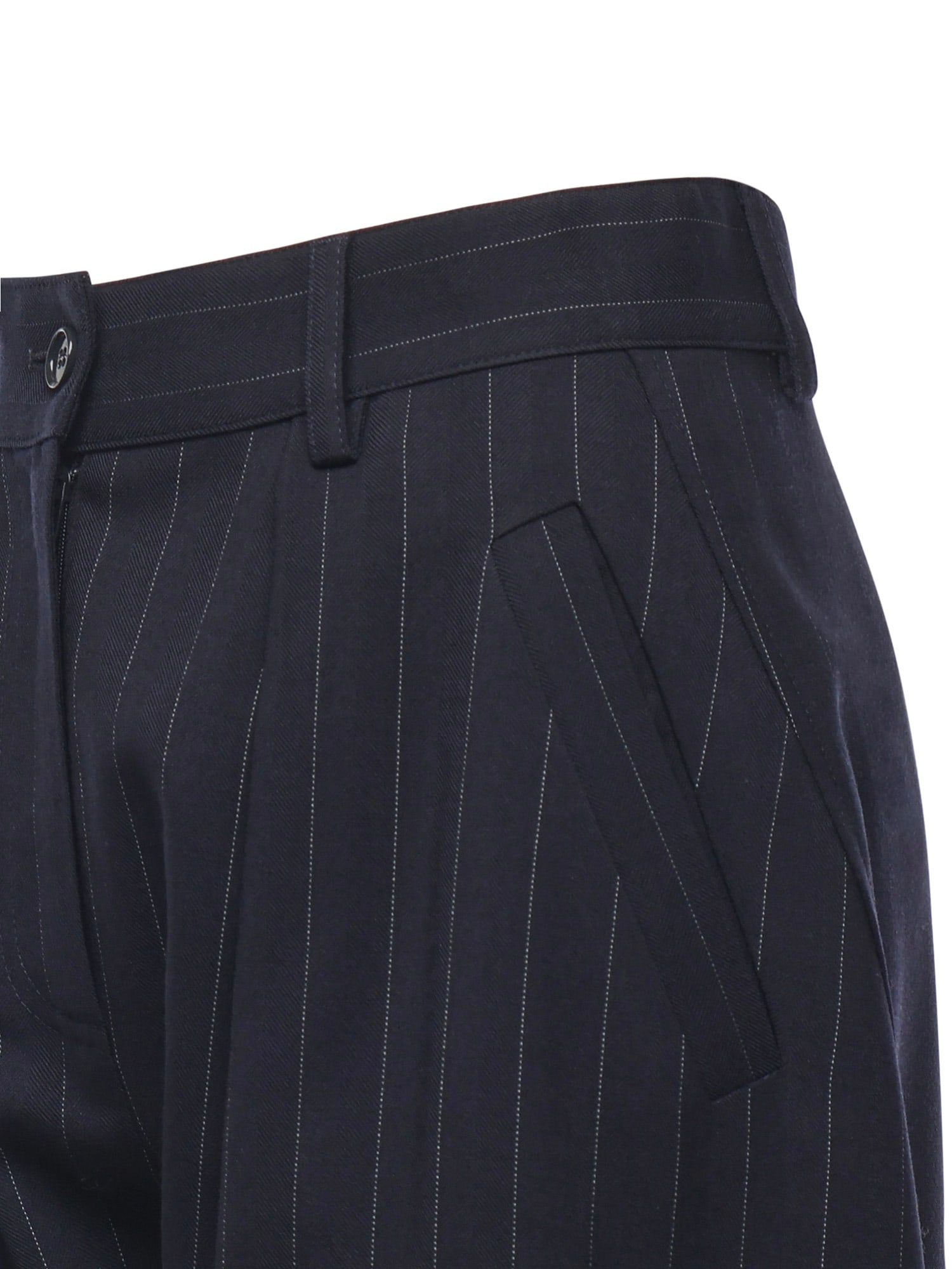 Pinko Pinstriped Wool Balloon Trousers In Blue