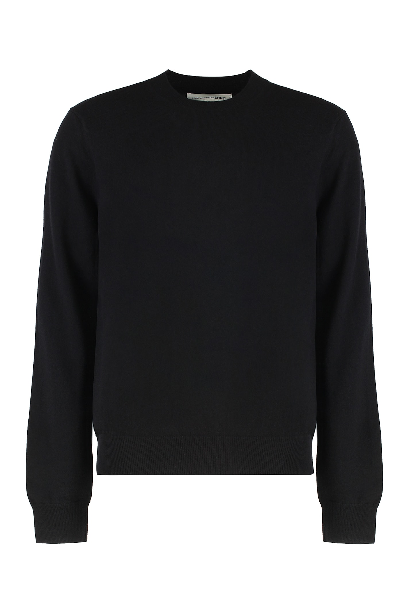 Comme Des Garçons Shirt Crew-neck Wool Sweater In Black