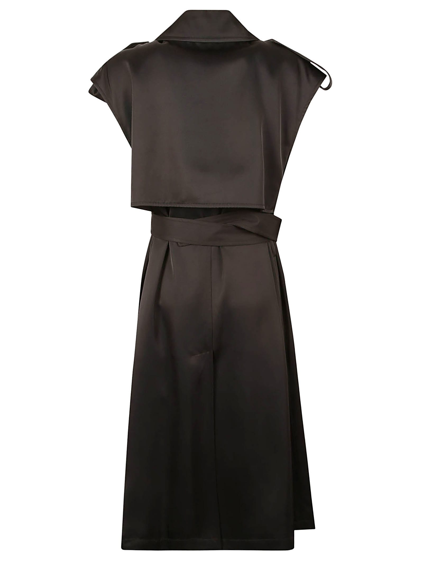 Shop Jil Sander Sleeveless Belted Dress In Black