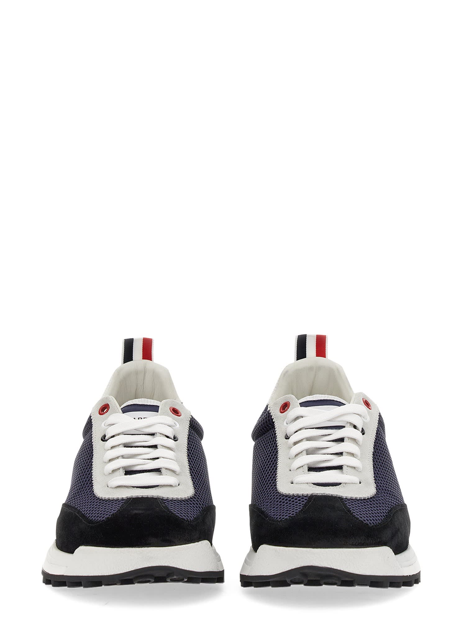 Thom Browne Sneakers Aus Mesh Und Veloursleder In Navy