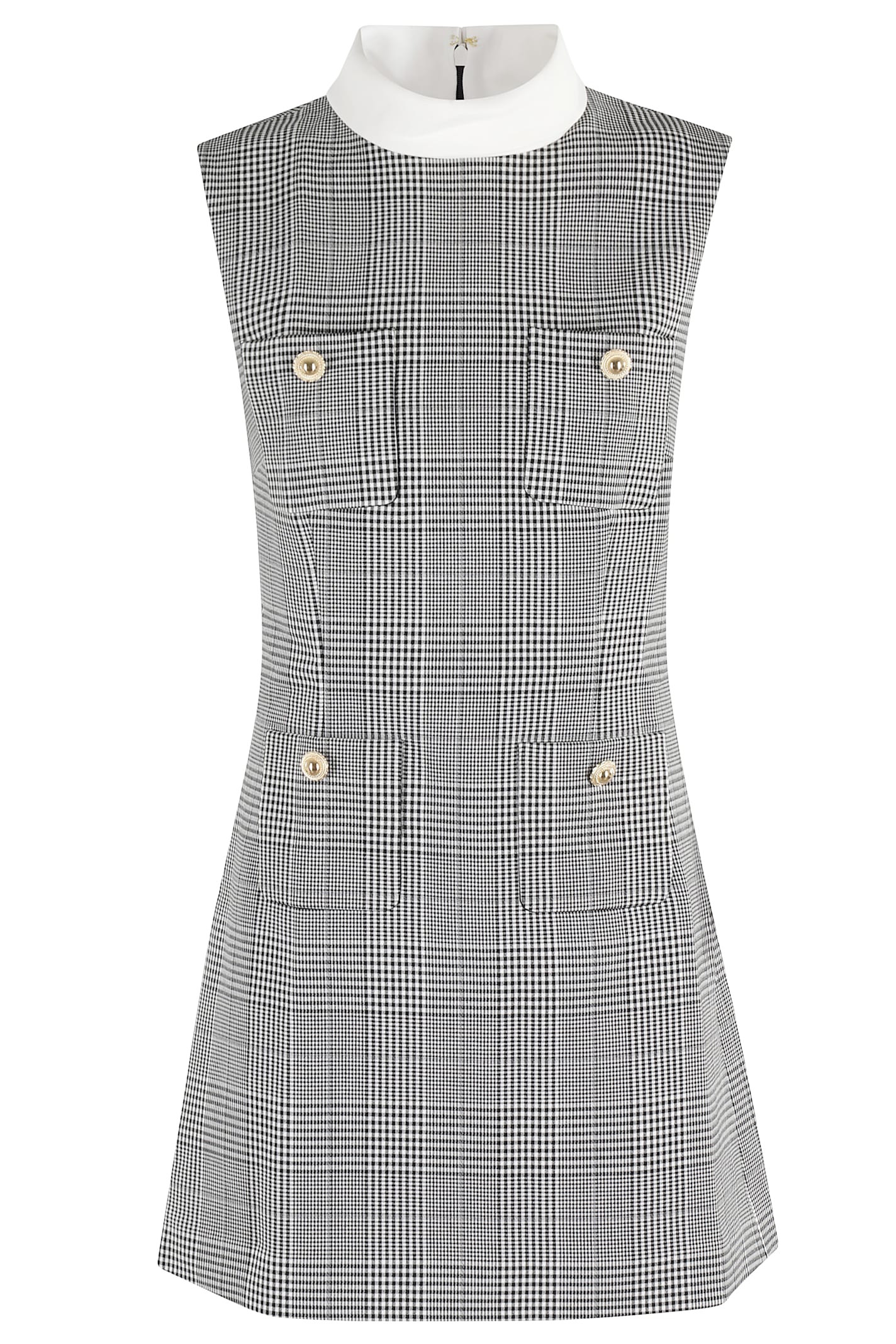 Sleeveless Prince Of Wales Check Mini Dress