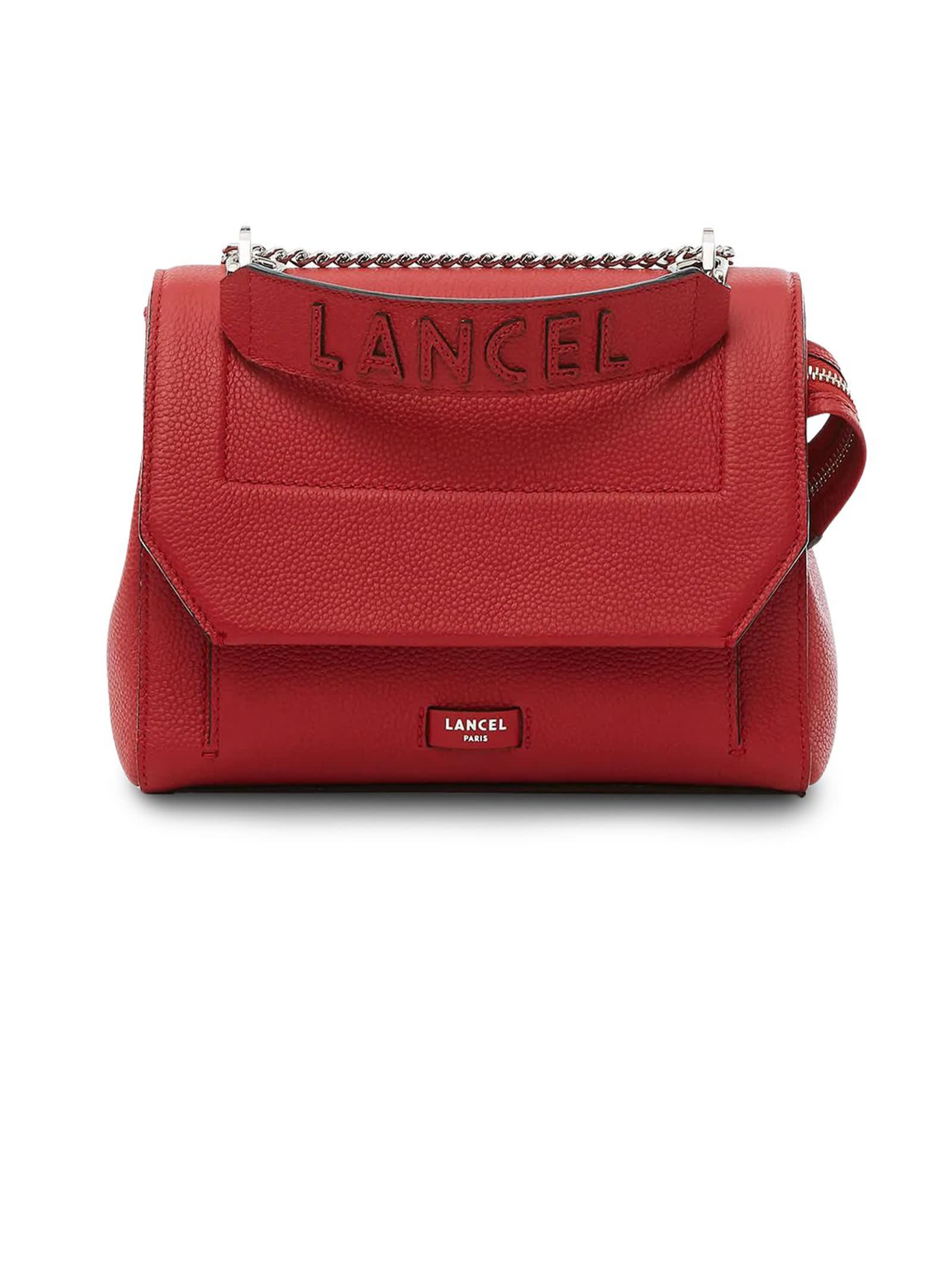 Lancel Red Leather Shoulder Bag