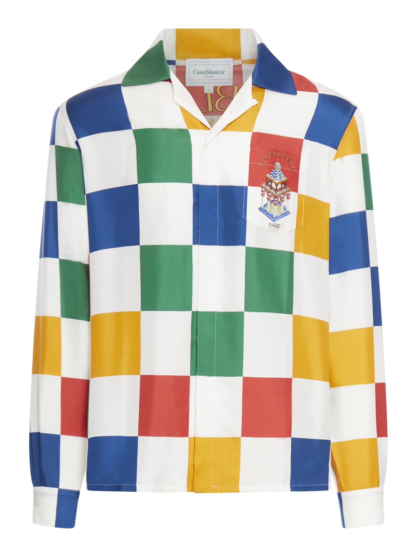 Casablanca Cuban Collar Long Sleeve Shirt In  Primary Check