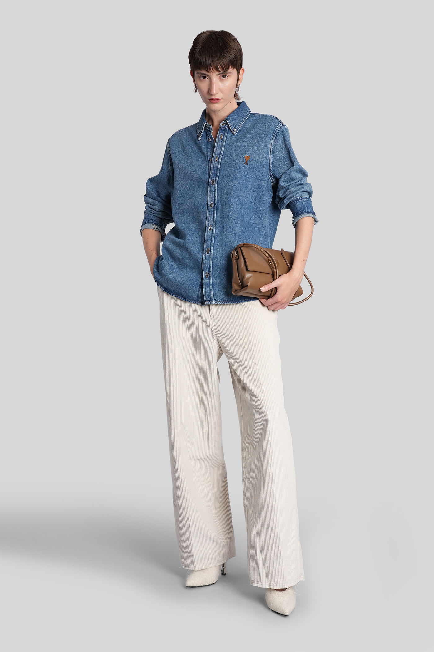 Ami Alexandre Mattiussi Shirt In Blue Cotton In Blue