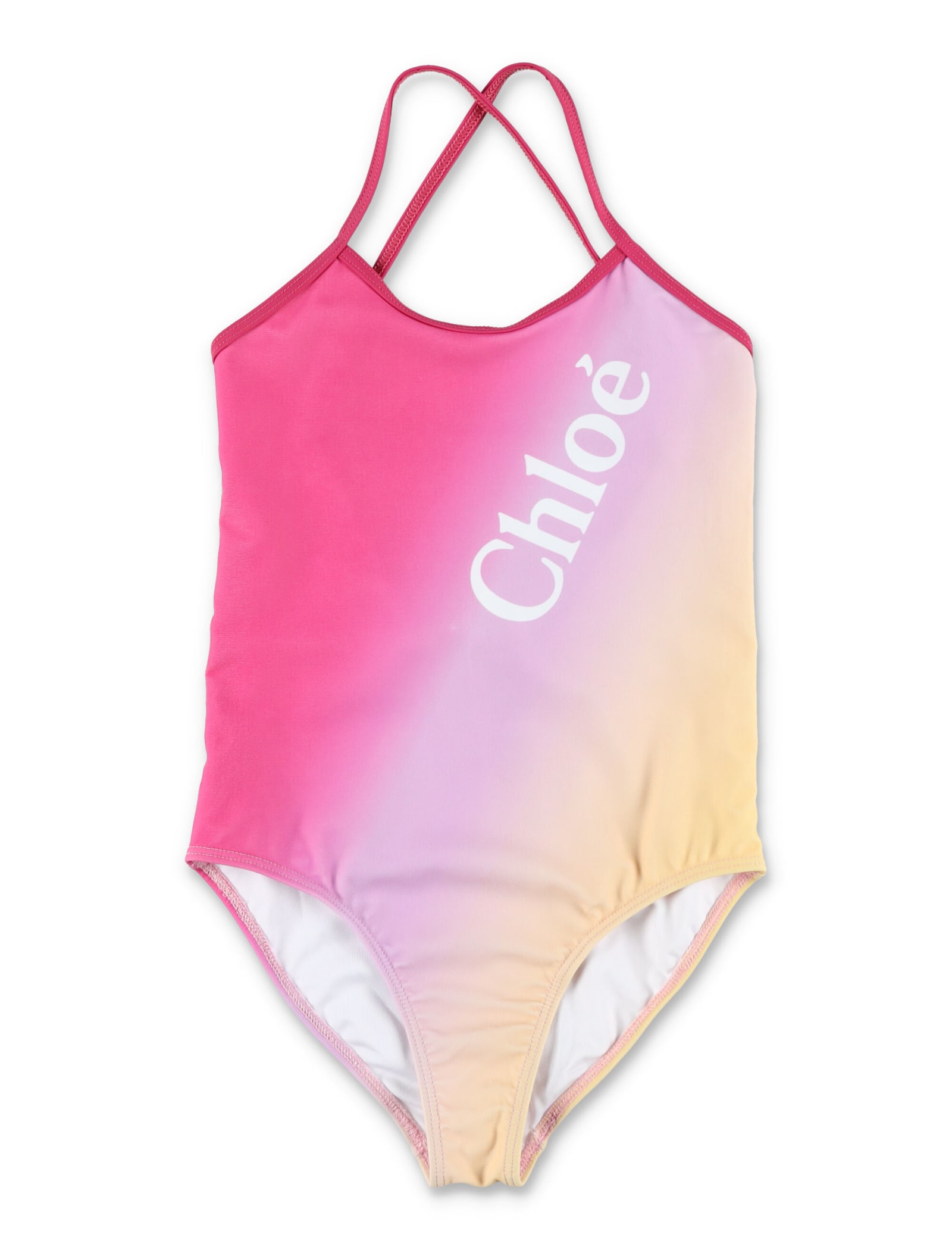Shop Chloé Logo One-piece Swimsuit In Pink