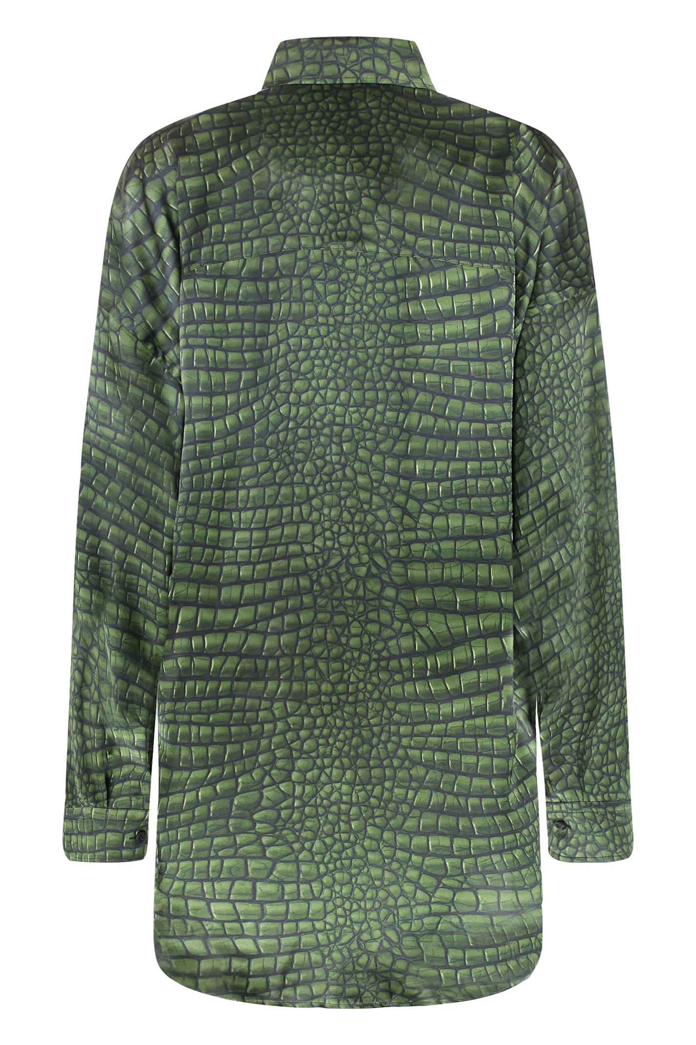 Shop Balenciaga Cocoon Printed Silk Shirt In Green