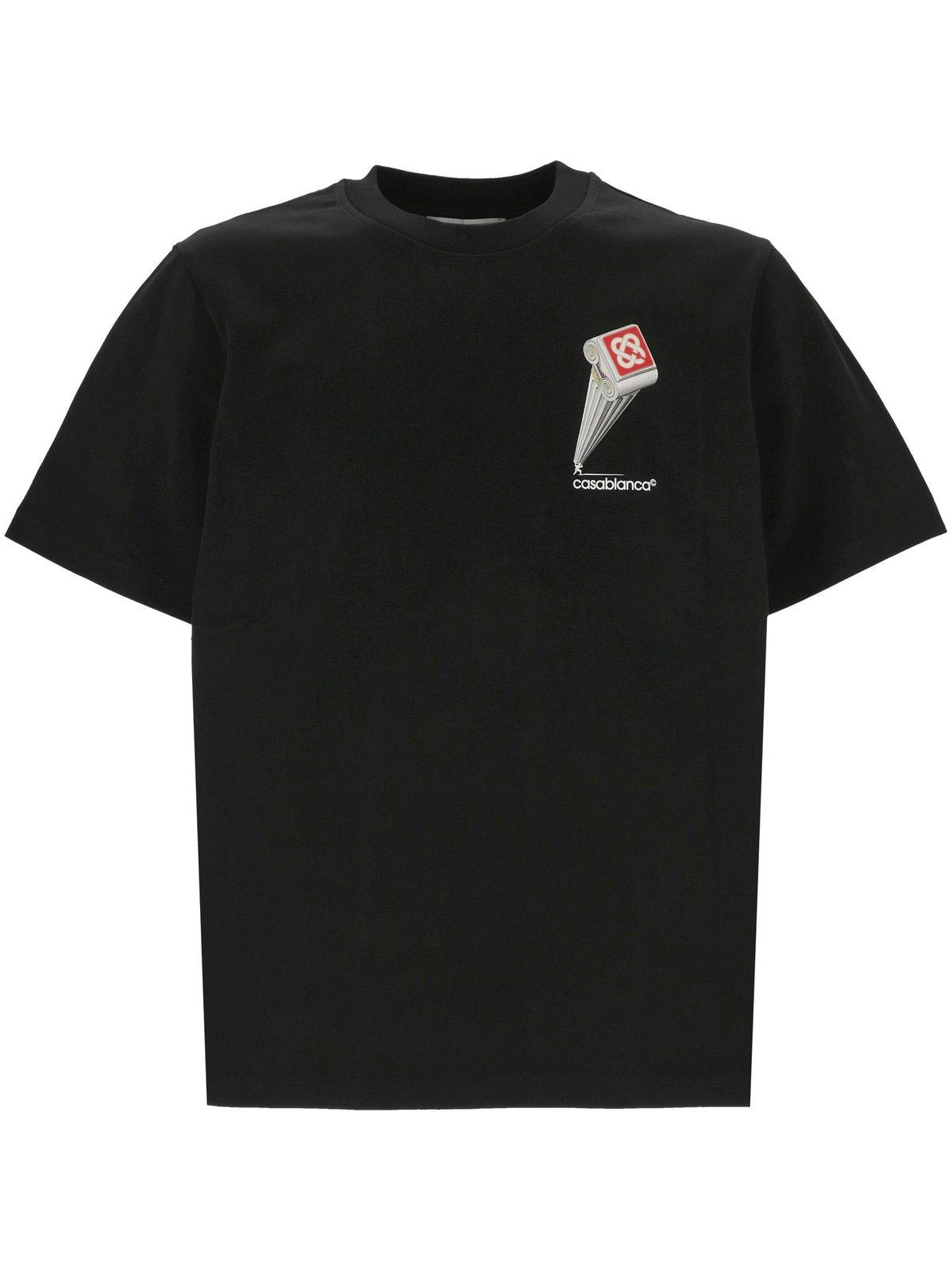 Shop Casablanca Leaning Column Crewneck T-shirt In Black