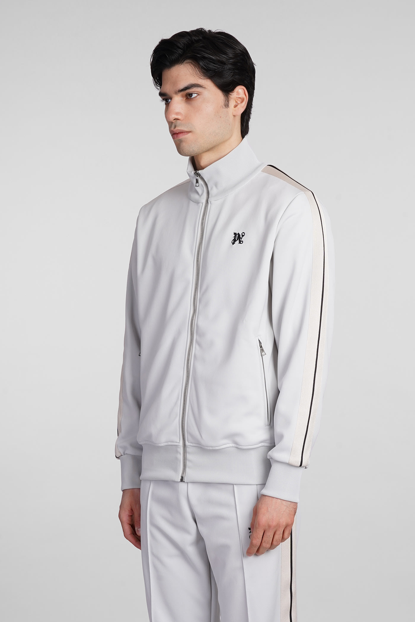 Shop Palm Angels Sweatshirt In Grey Polyester