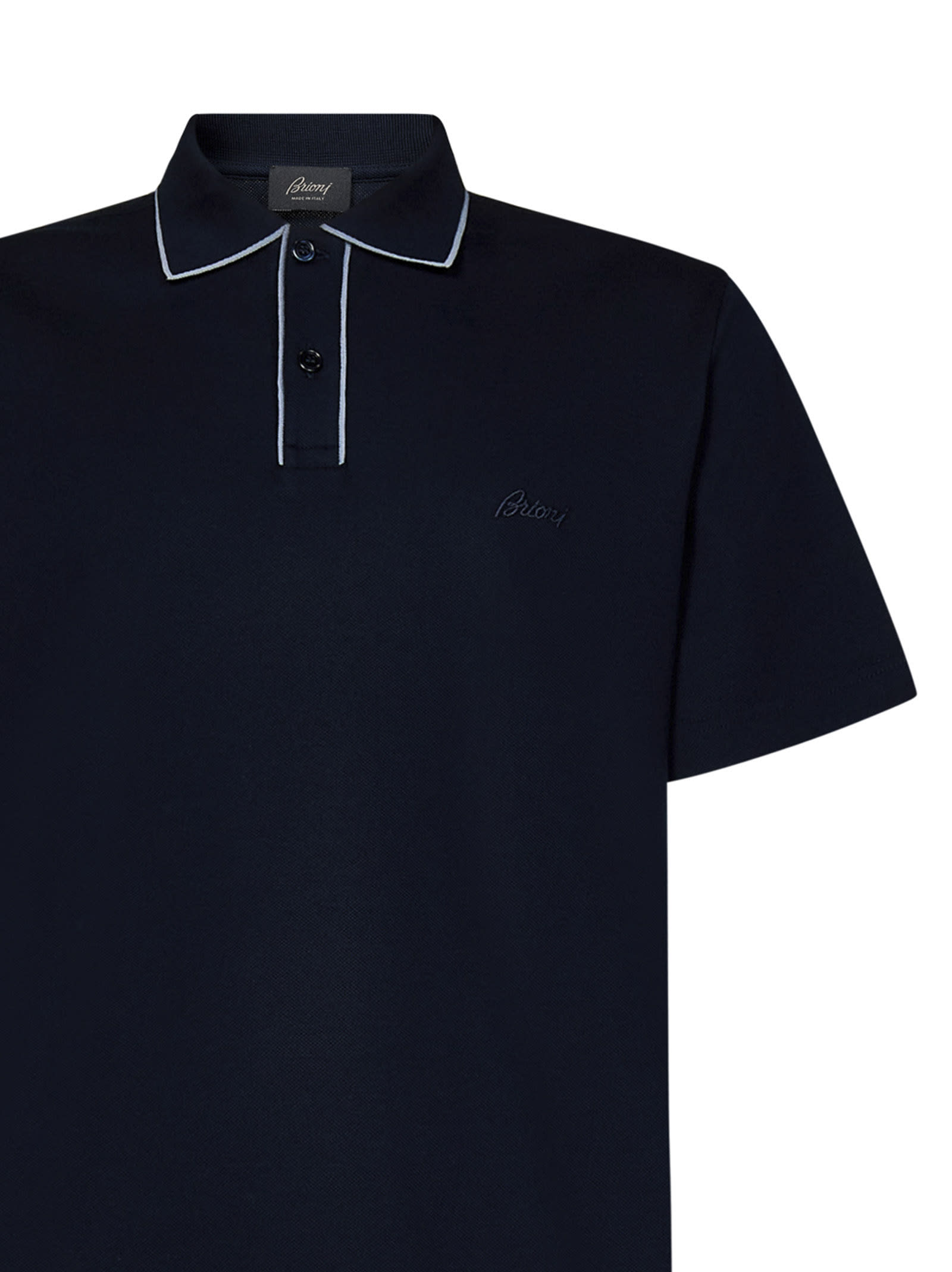 Shop Brioni Polo Shirt In Navy