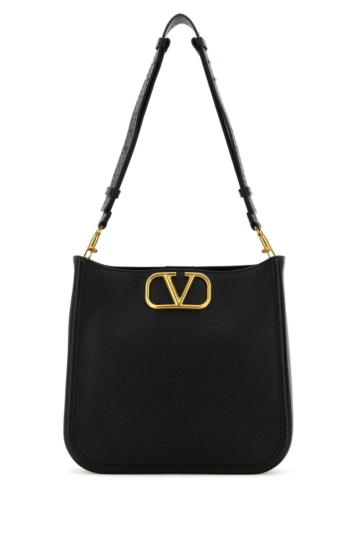 Shop Valentino Black Leather Vlogo Crossbody Bag In Nero