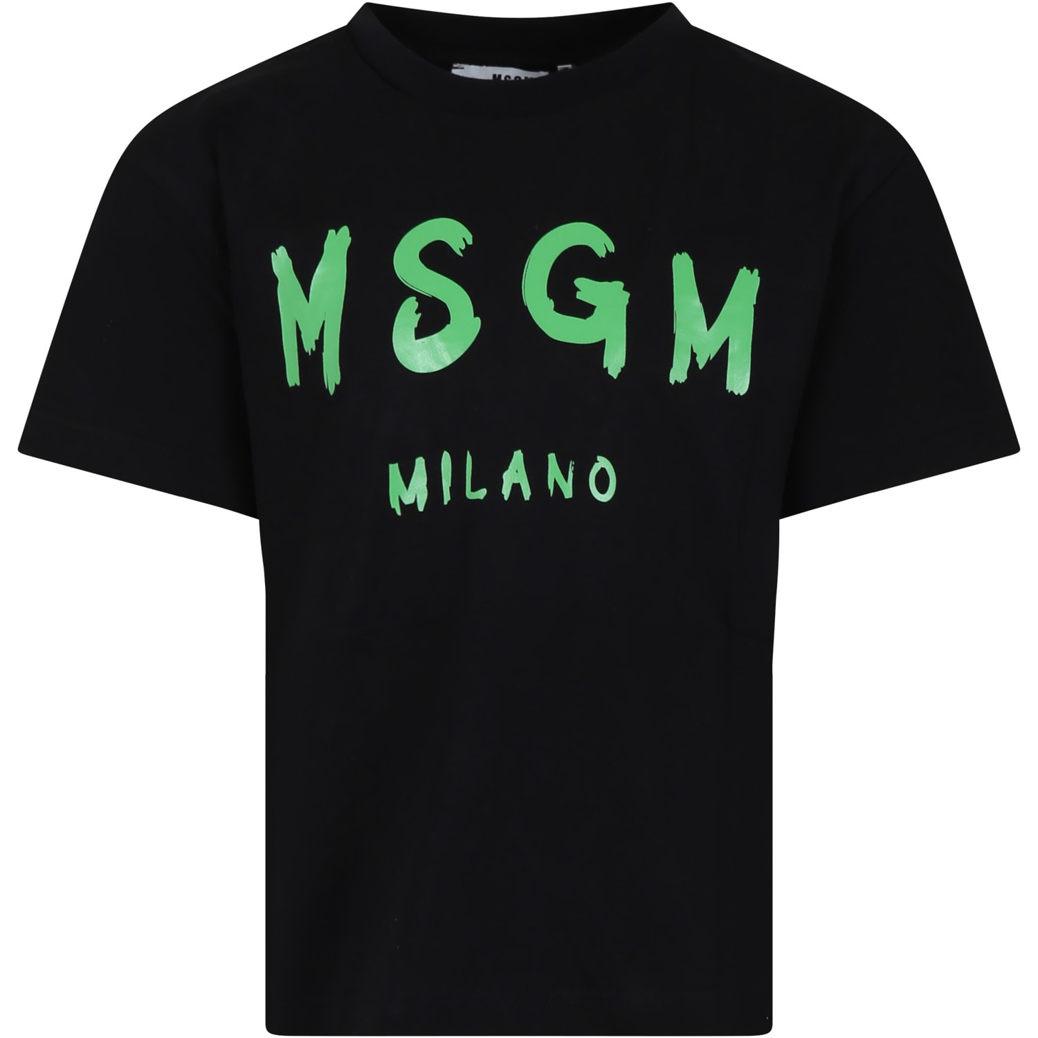 Shop Msgm Black T-shirt For Kids With Logo In Nero