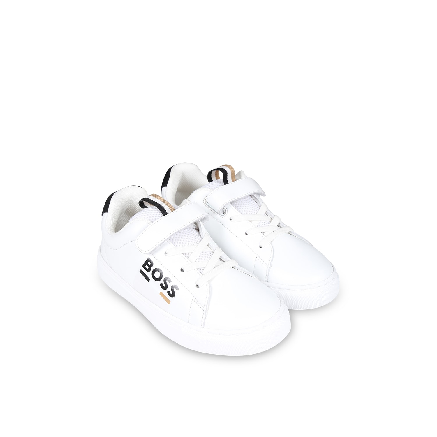 Shop Hugo Boss White Sneakers For Boy With Logo