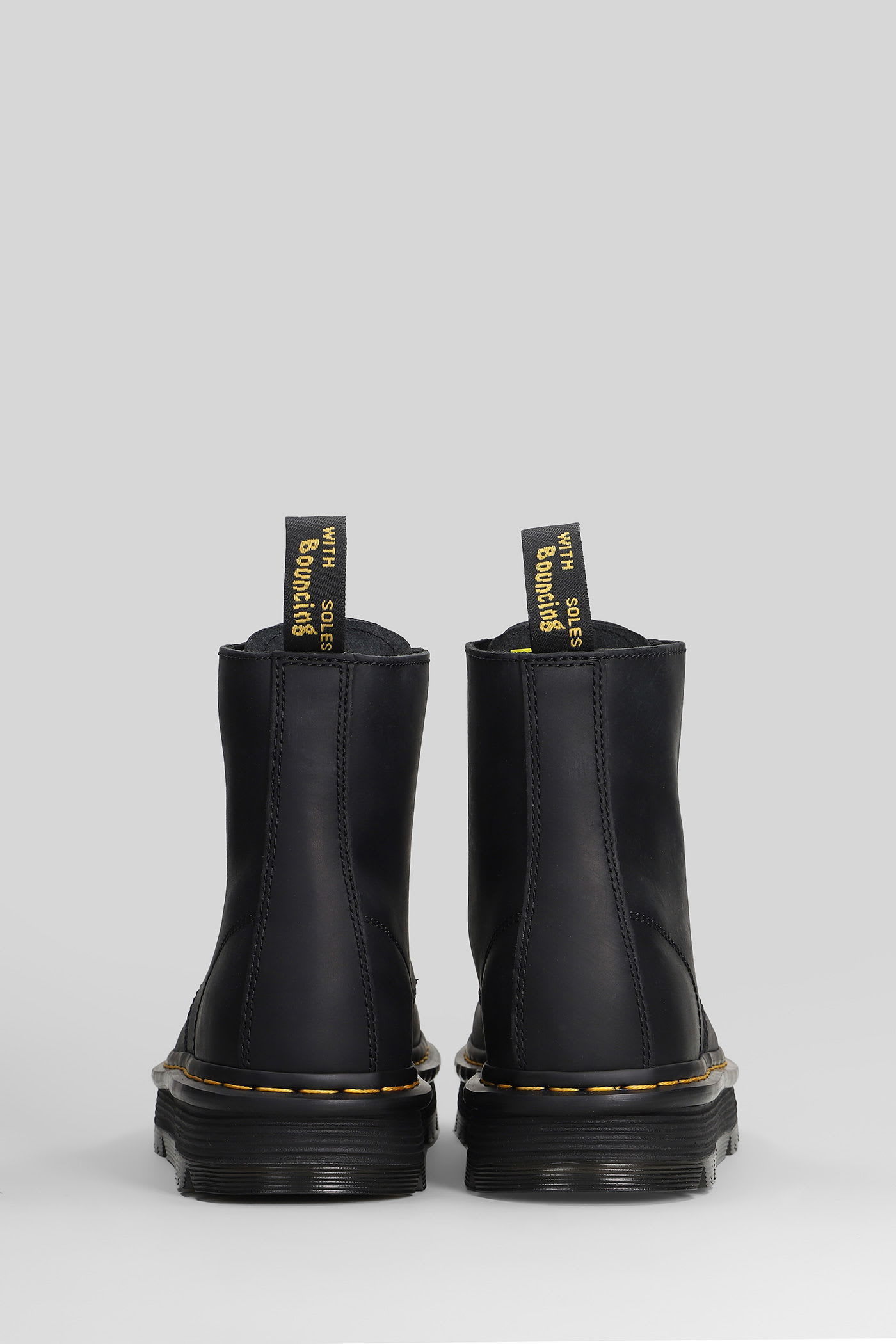Dr. Martens Zebzag Lace Less Combat Boots In Black Leather In Black