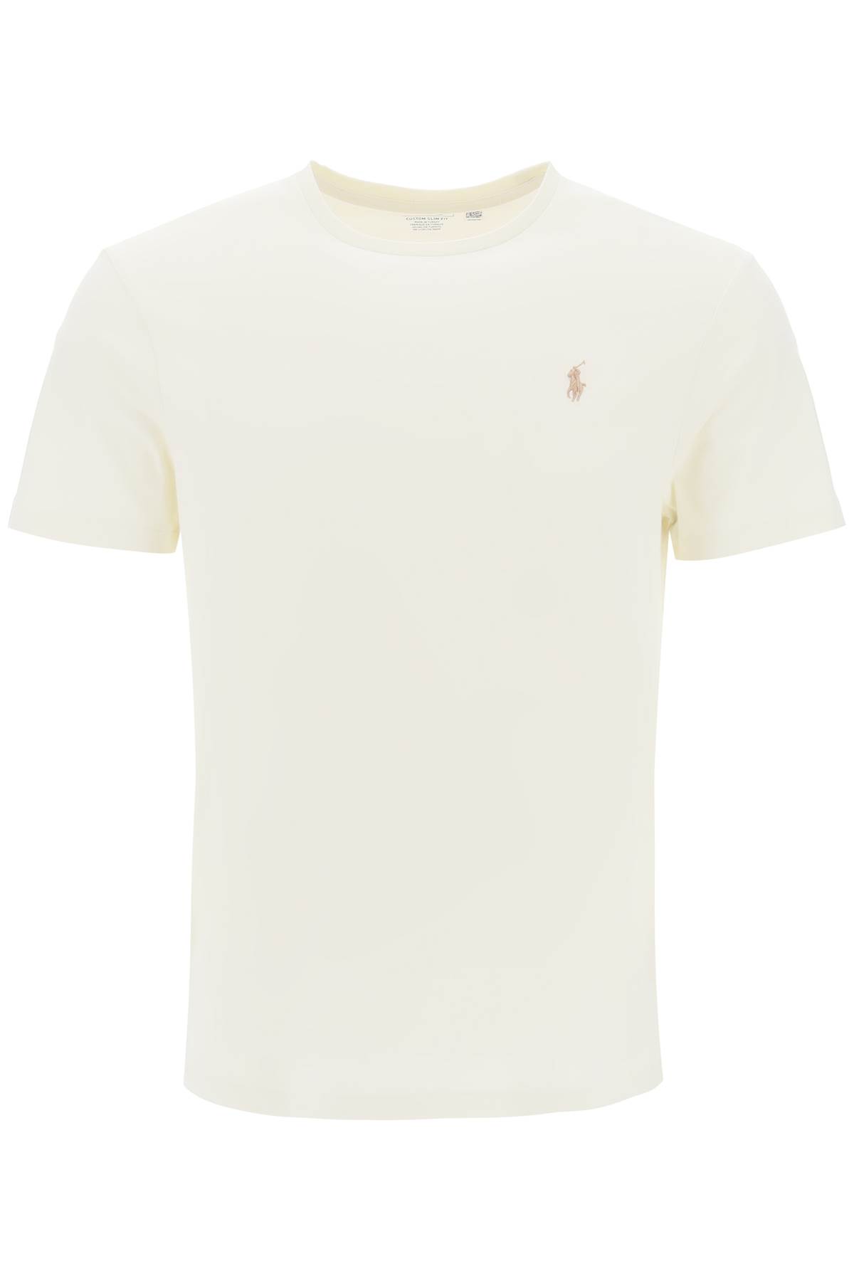 Polo Ralph Lauren Custom Slim Fit Jersey Crewneck T-shirt Man T-shirt Off White Size Xxl Cotton In Parchment Cream C8634 (white)