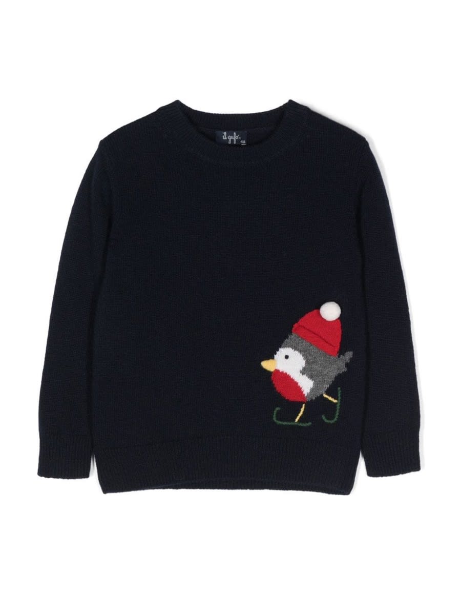 Il Gufo Robin Choker Pullover In Blue