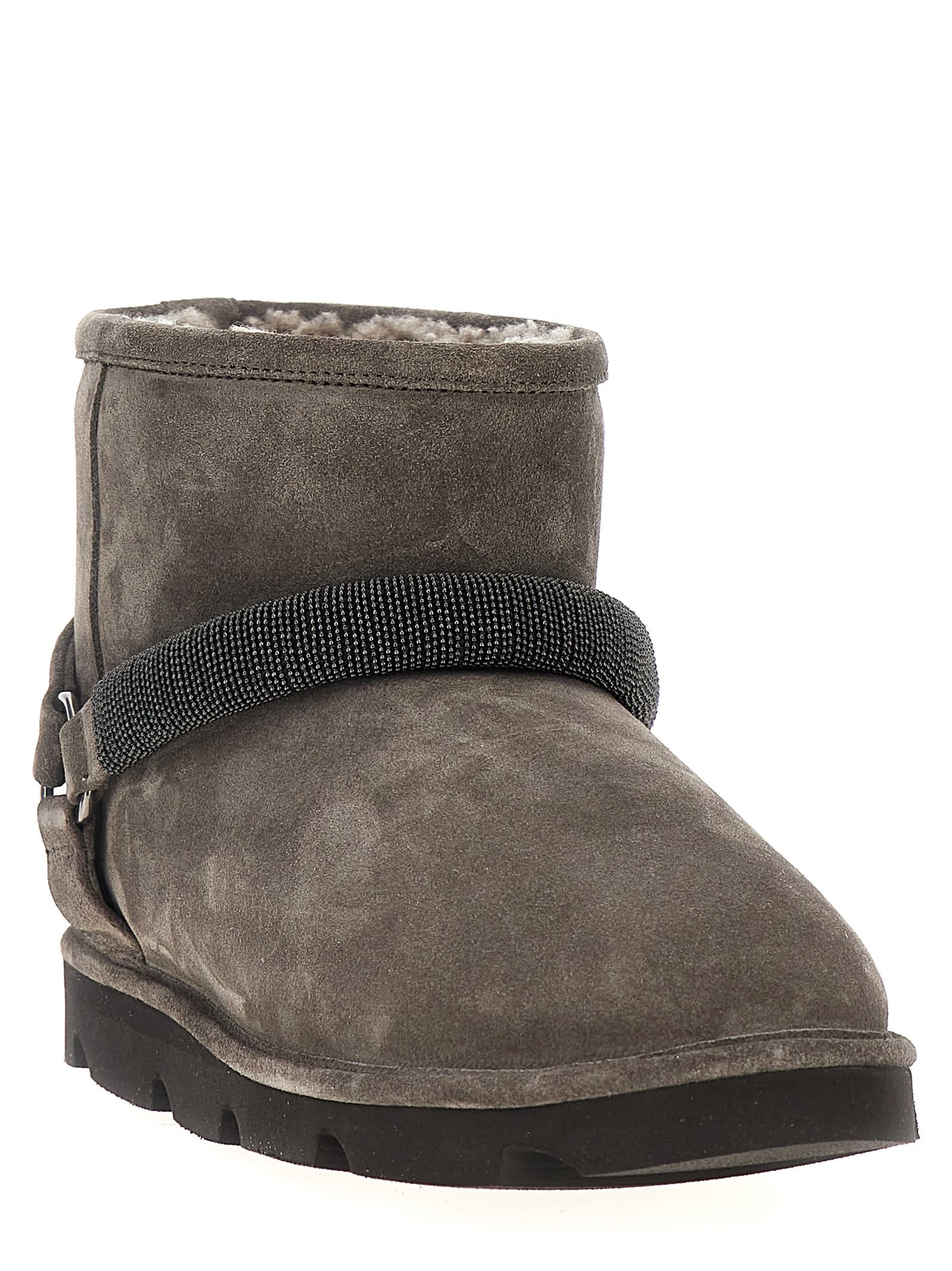 Shop Brunello Cucinelli Monile Ankle Boots In Gray