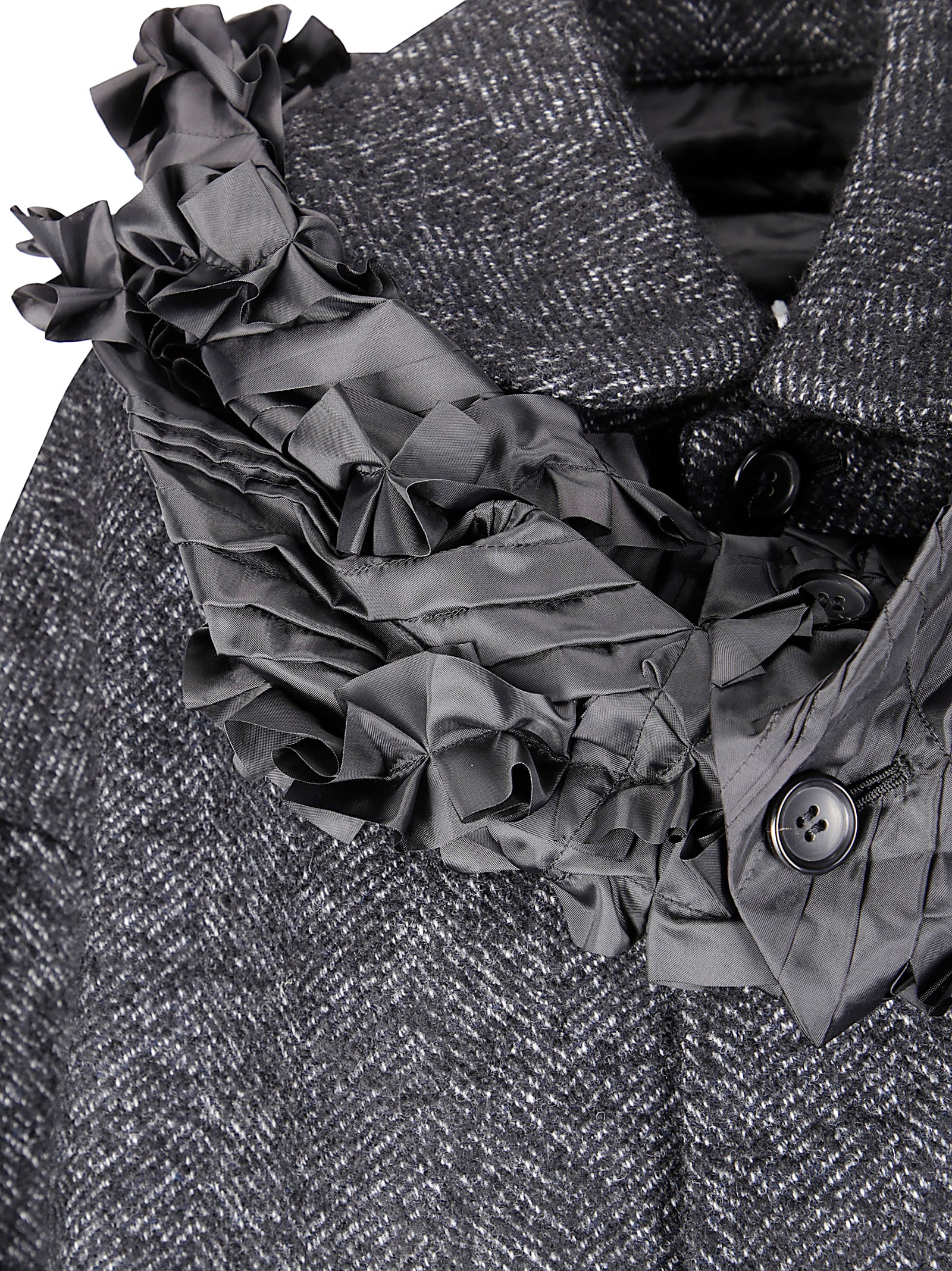 Comme Des Garçons Long Coat With Textured Fabric In Black