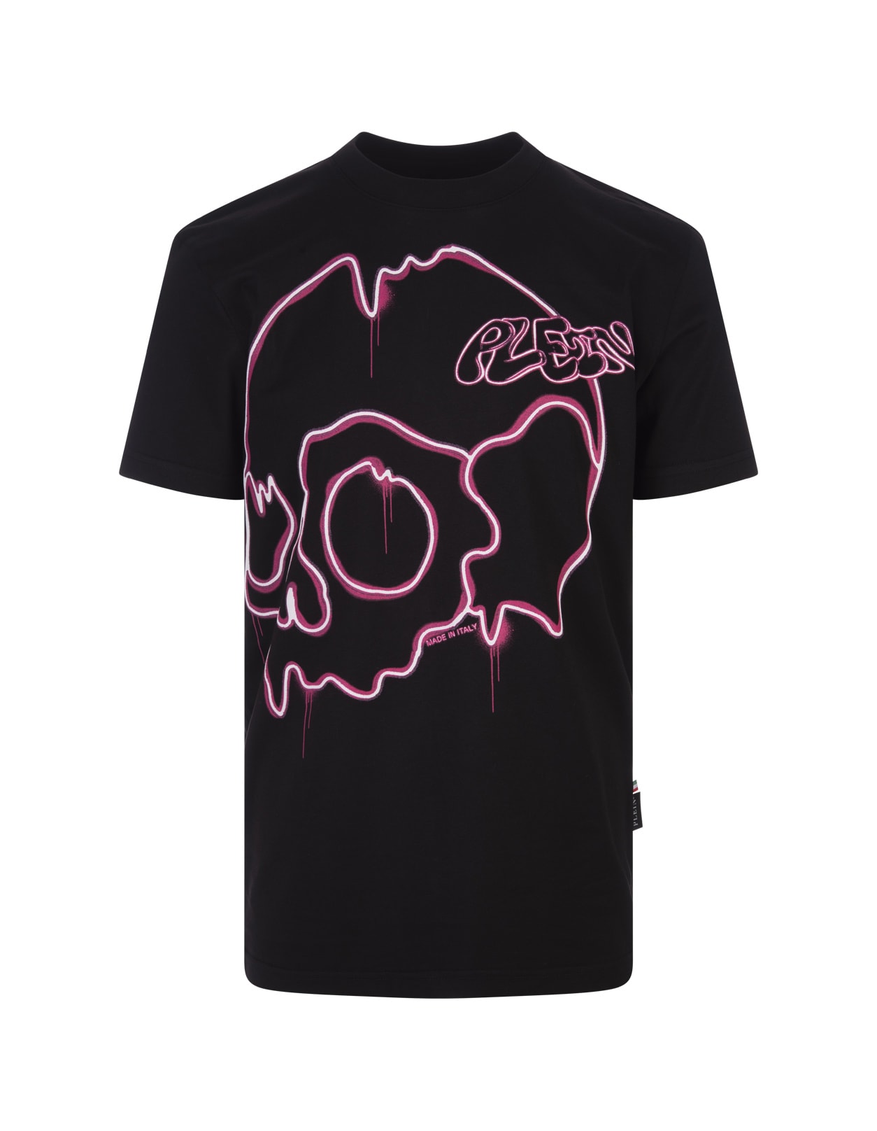 Shop Philipp Plein Black Dripping Skull T-shirt