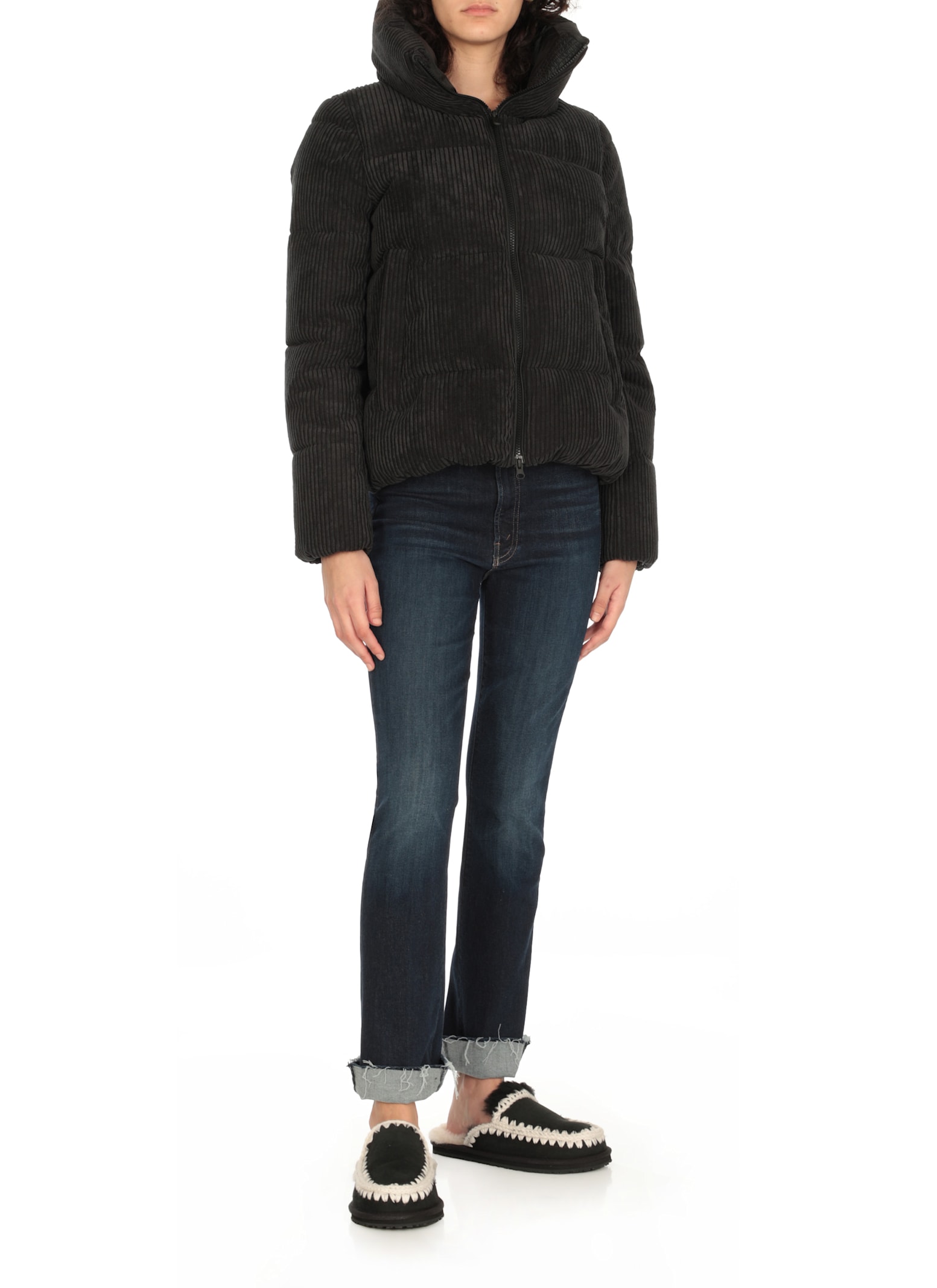 Mou Eskimo Stitch Slippers In Black