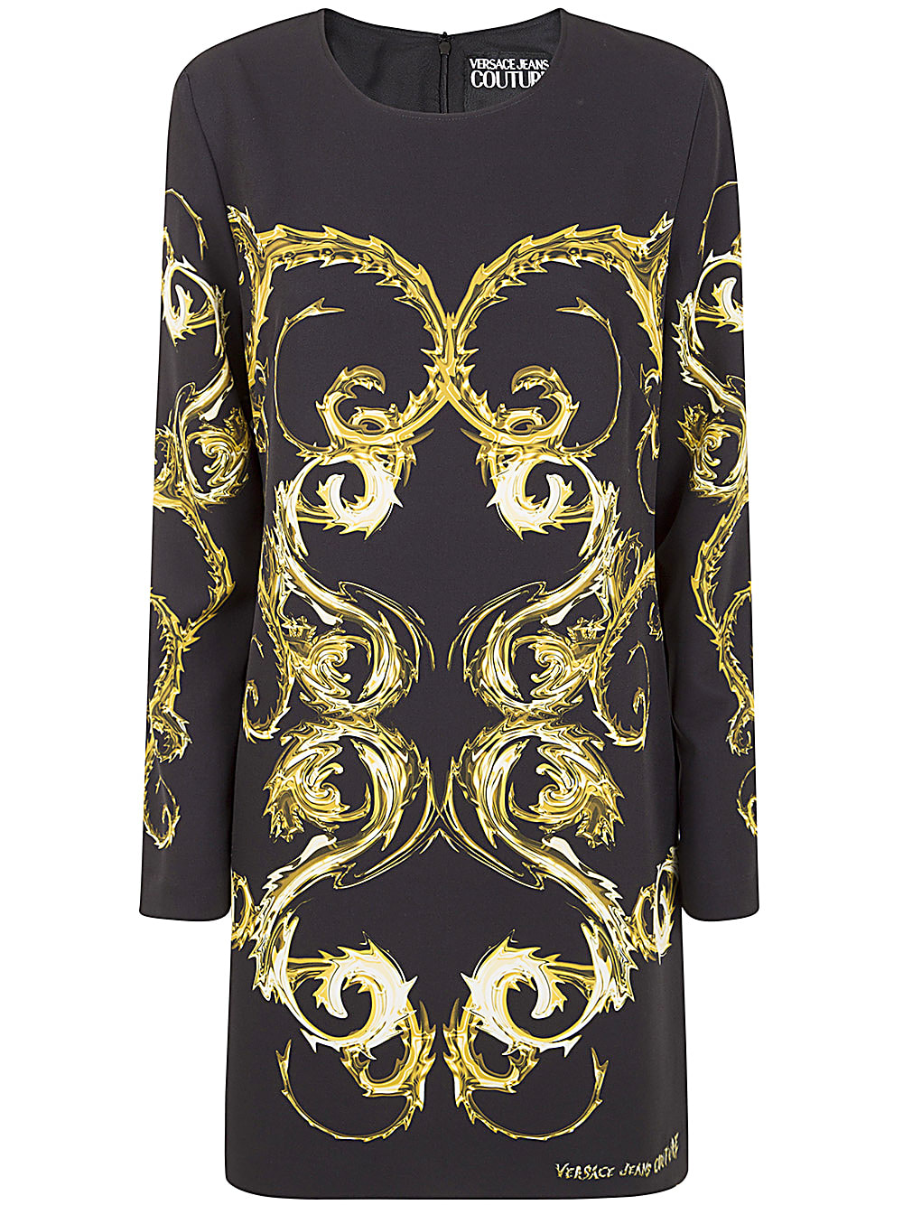 Shop Versace Jeans Couture Placed Mini Dress In Black Gold