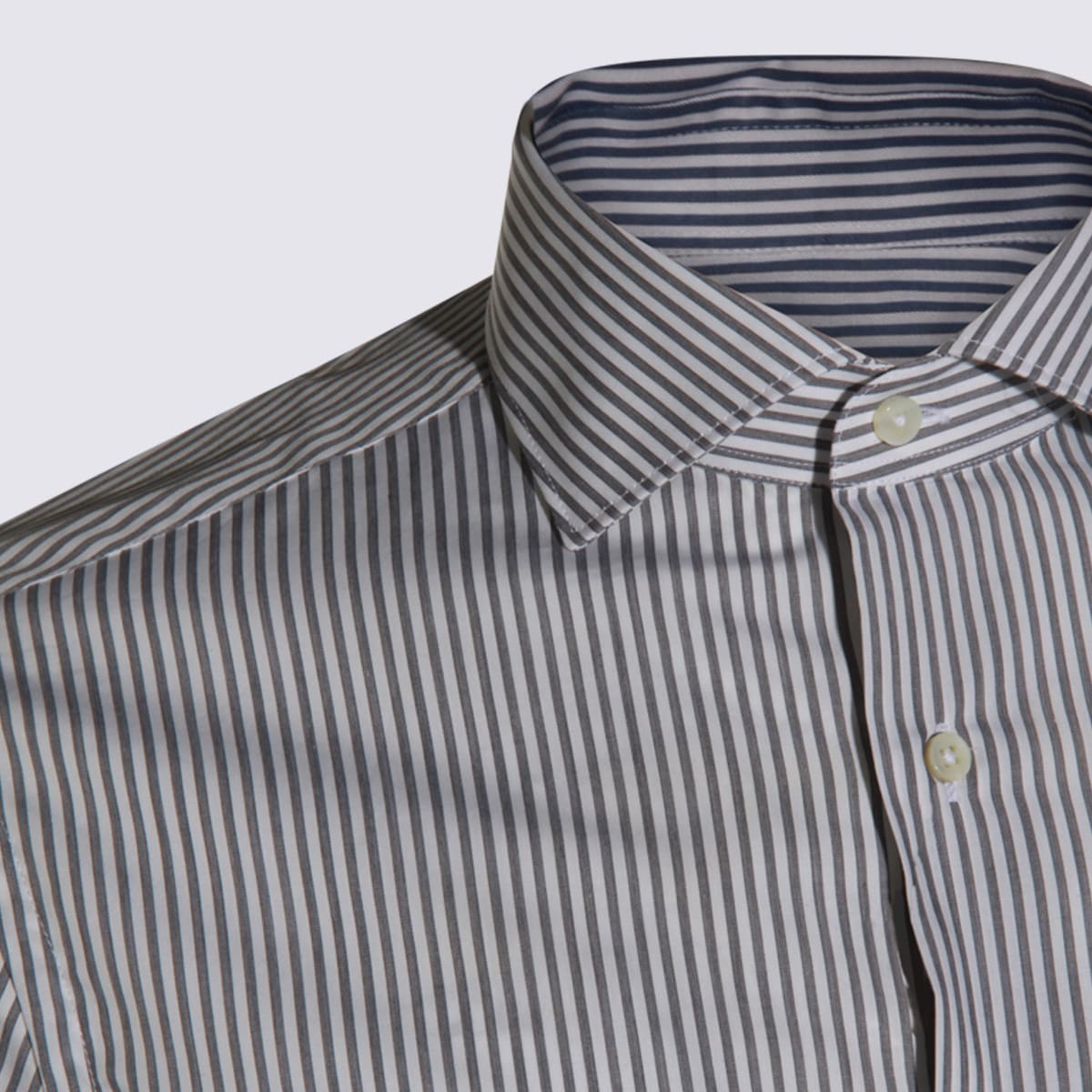Canali Striped-pattern Long-sleeve Shirt In Blue