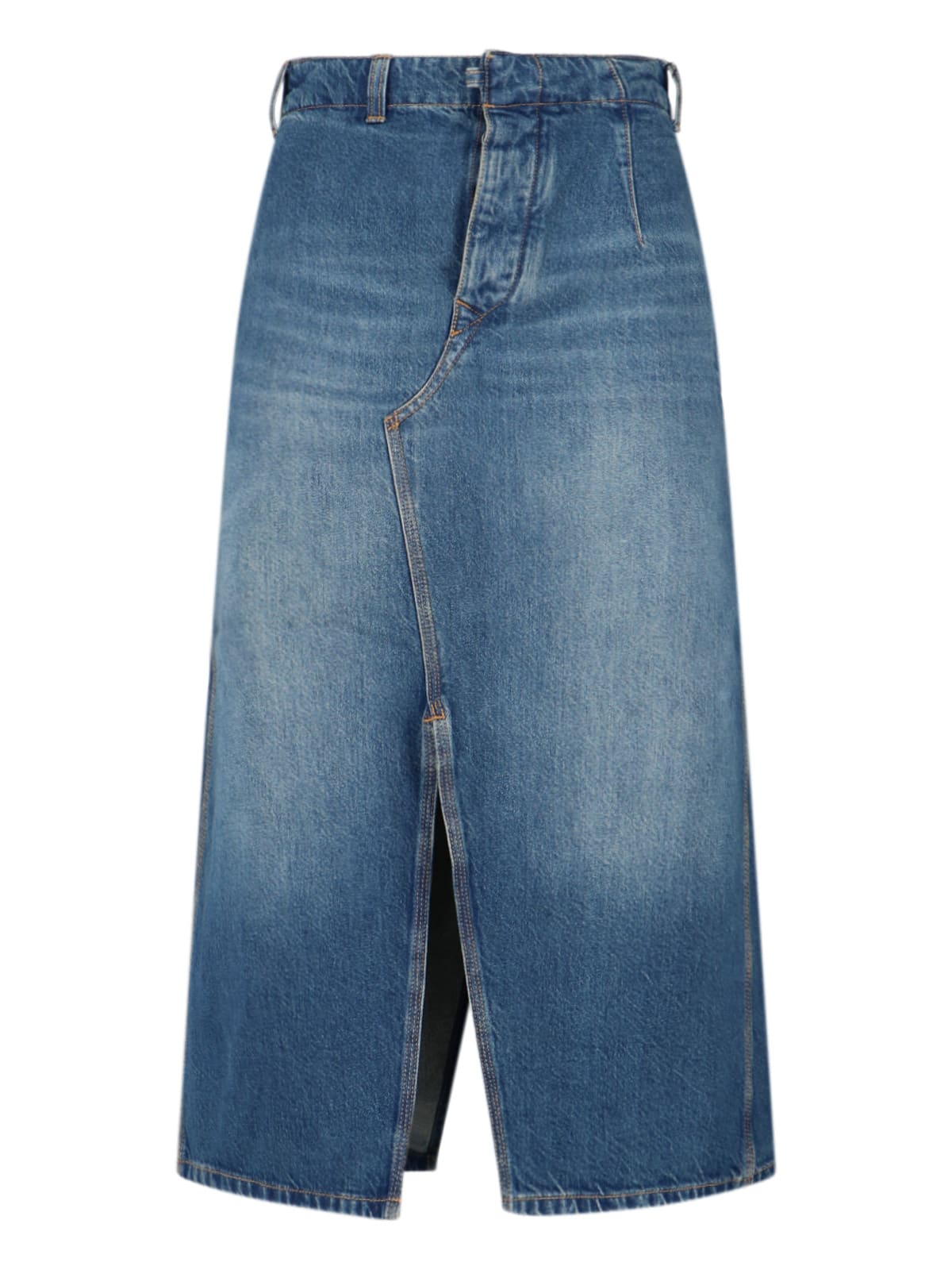 Victoria Beckham Midi Skirt With Front Slit And Pockets In Blue