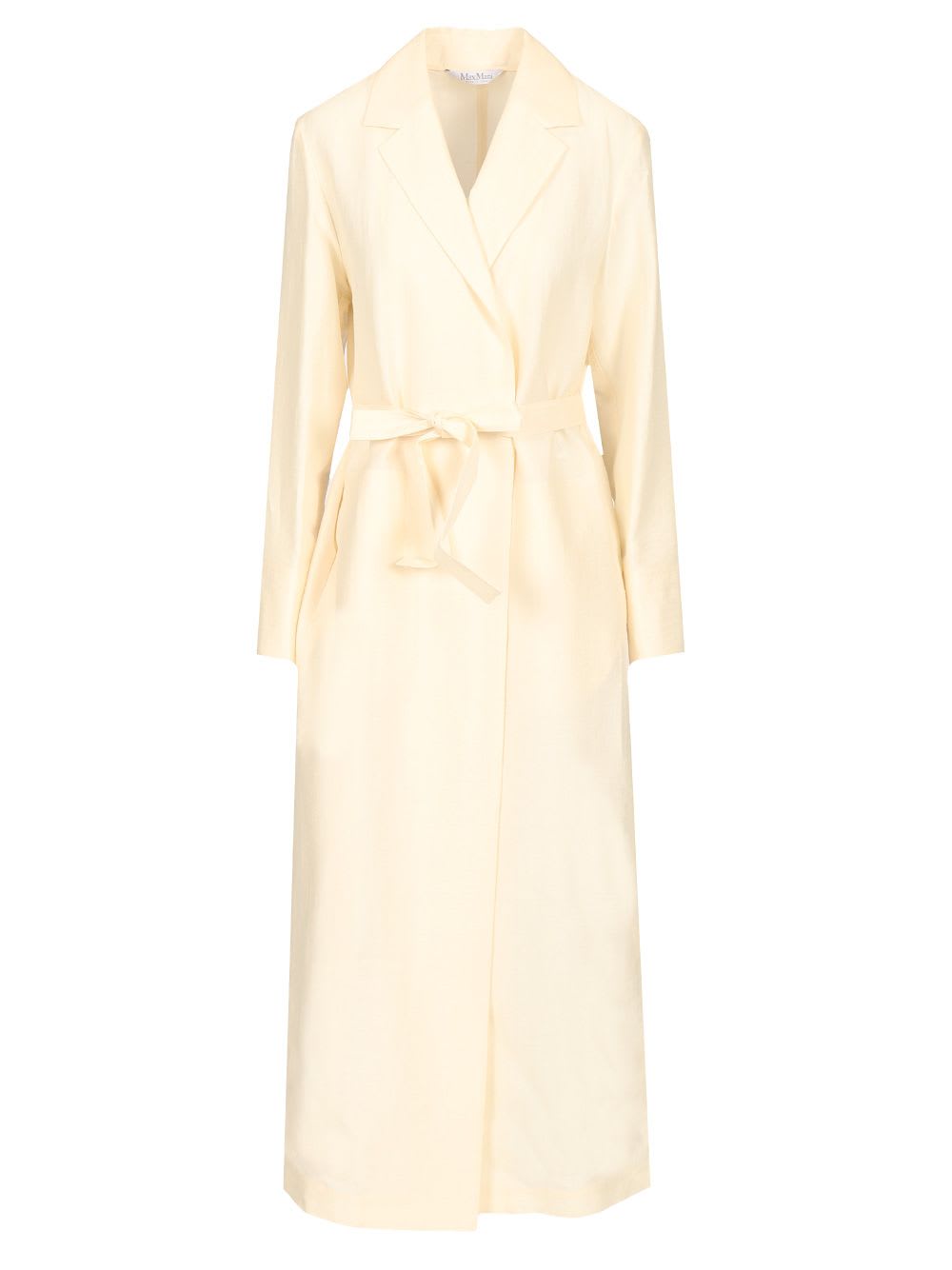 Max Mara Linen And Silk Canvas Overcoat Dresses White