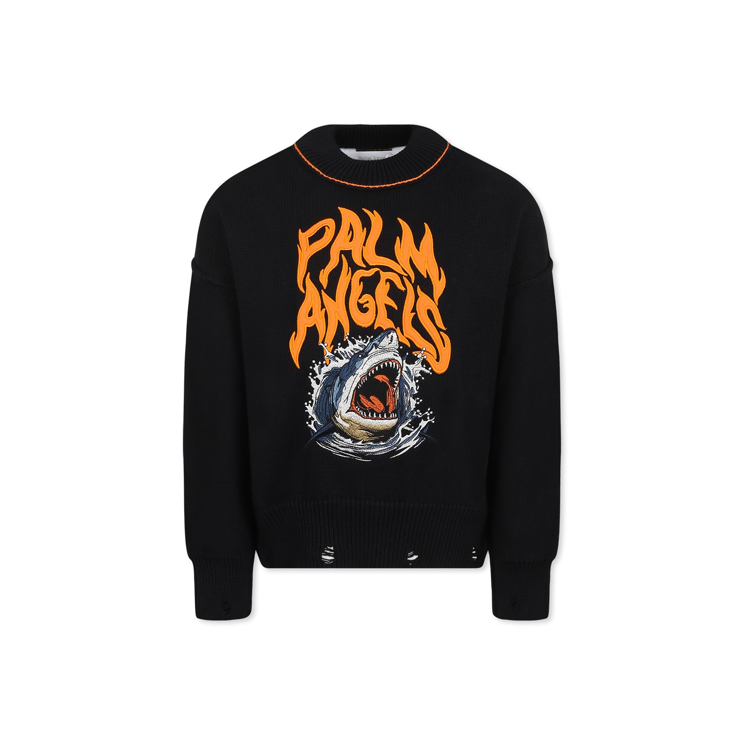 Palm Angels Black Sweater For Boy With Logo In Black