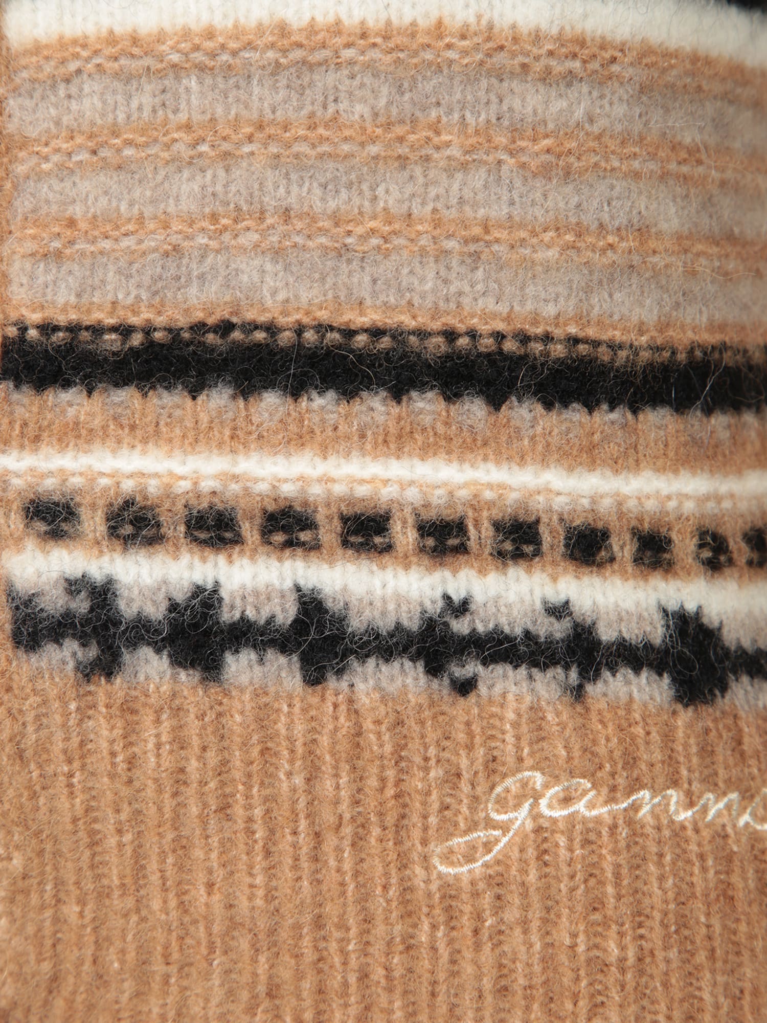 Shop Ganni Beige Wool Cardigan