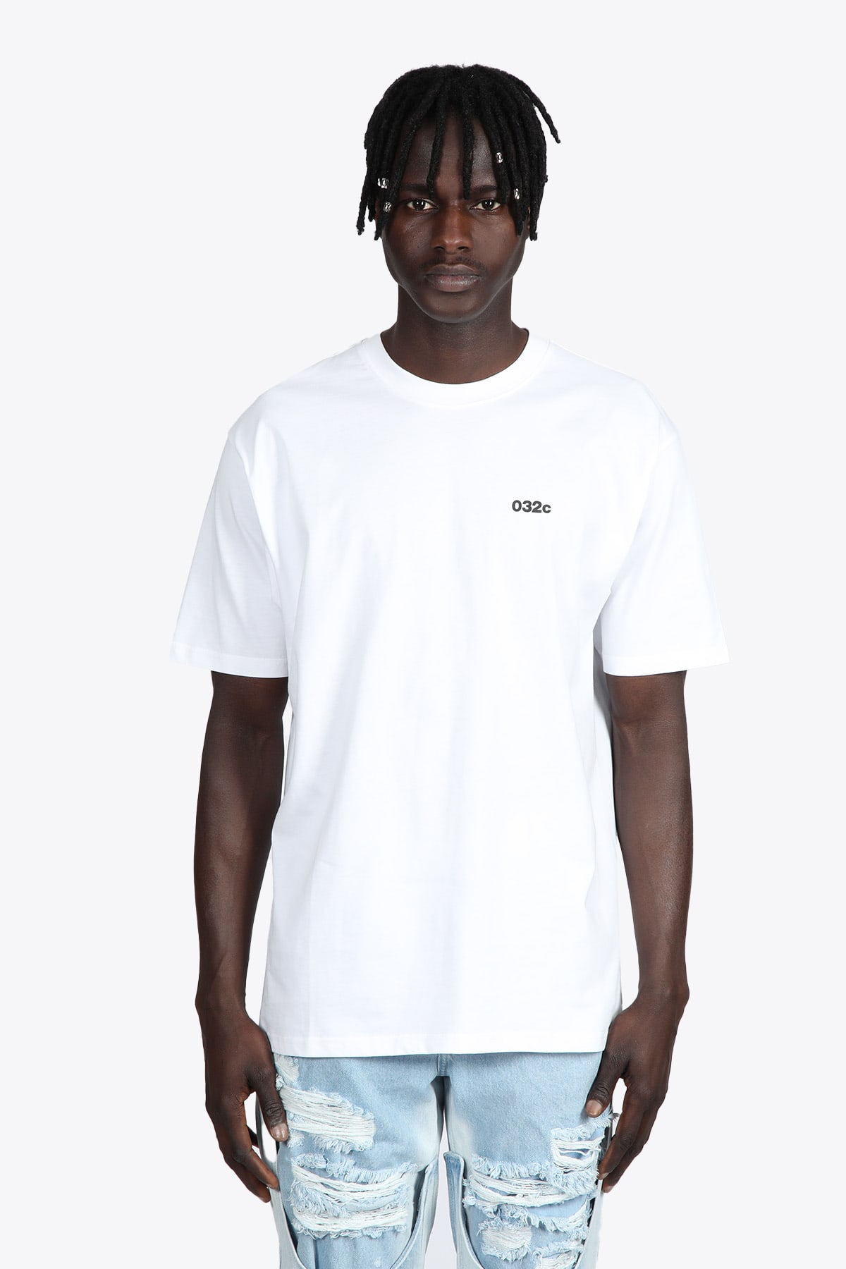 032c St. Marks Tee White cotton t-shirt with chest logo - St. Marks Tee