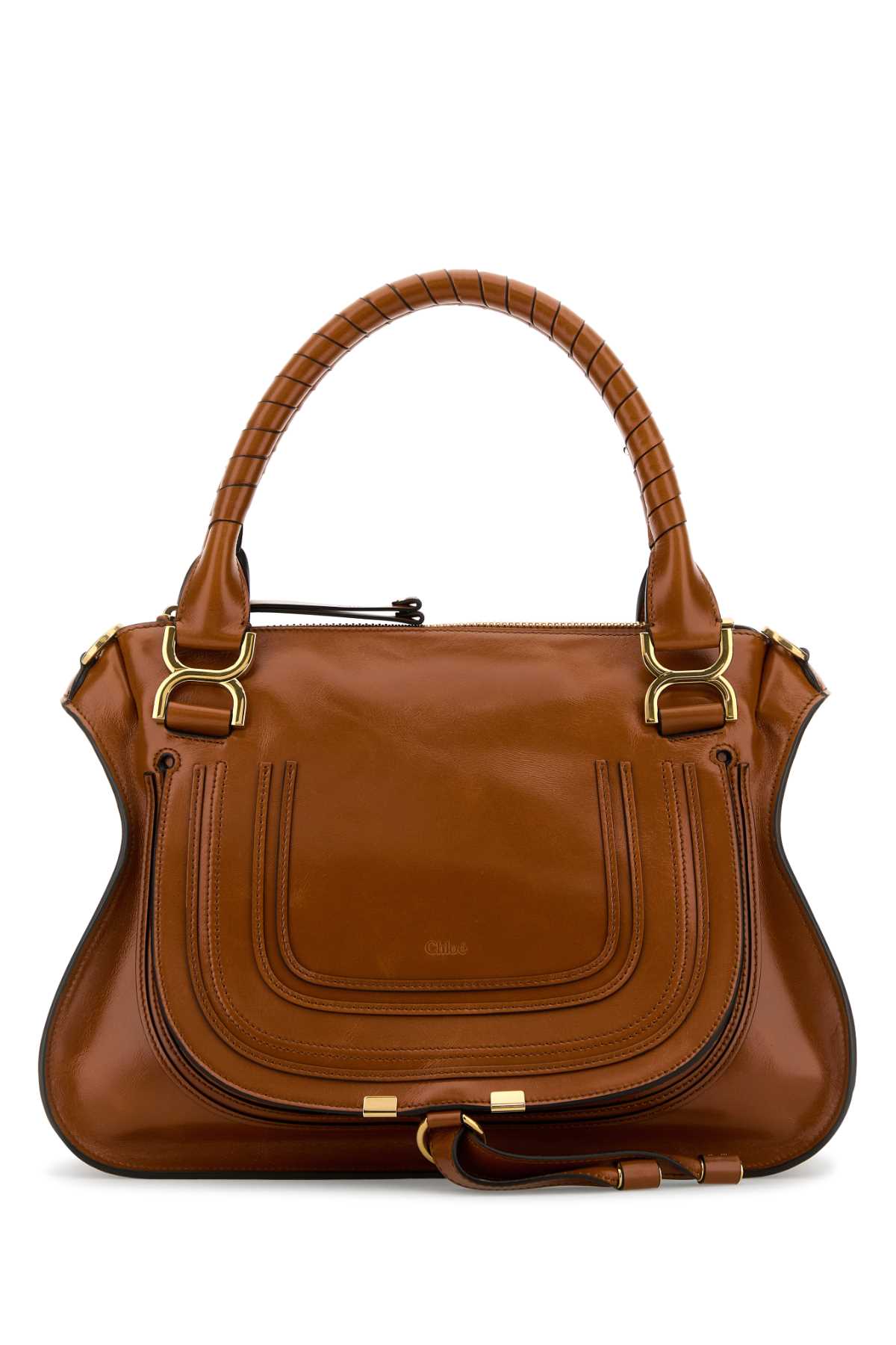 Shop Chloé Brown Leather Medium Marcie Handbag In Claybrown