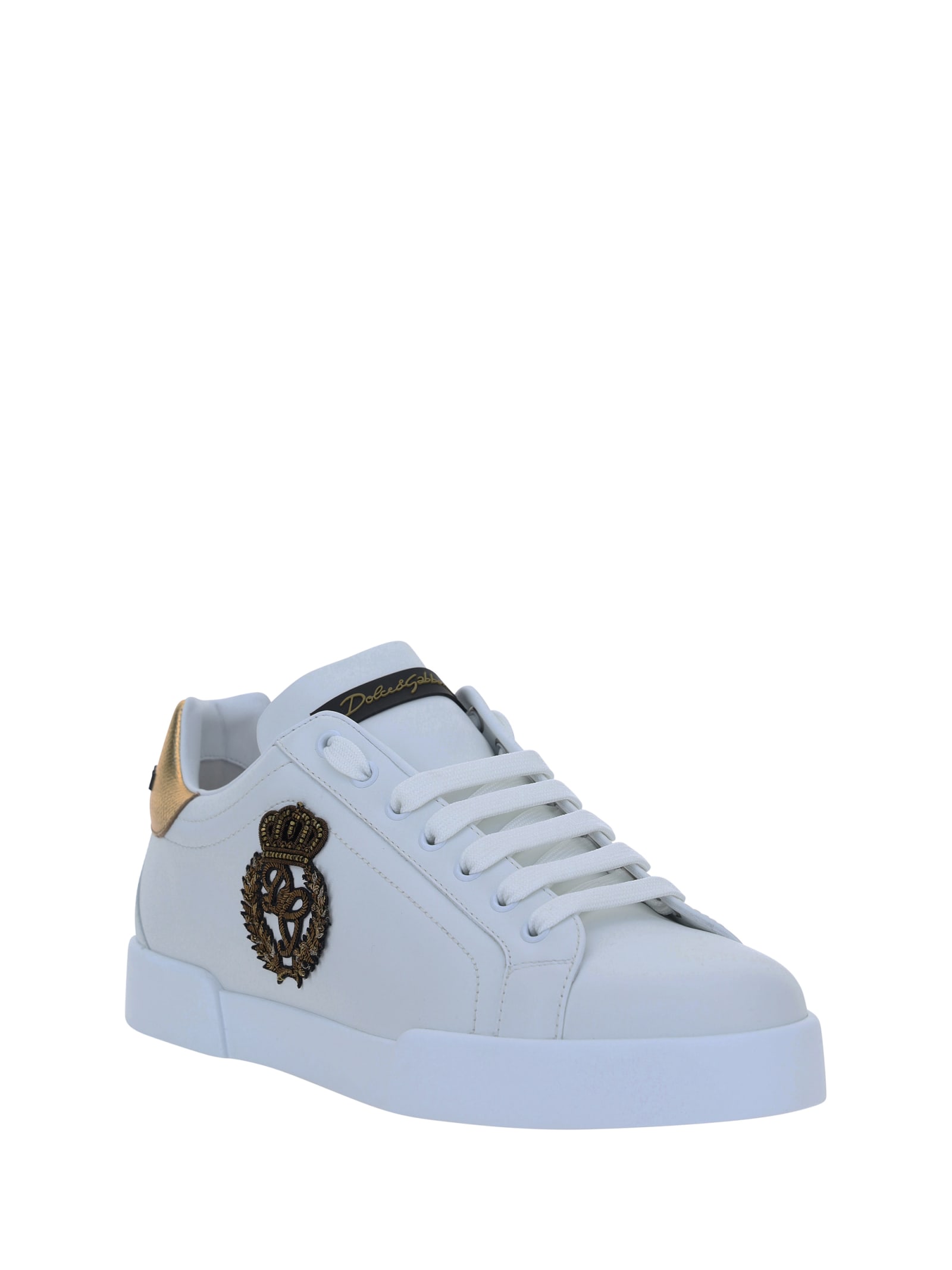 Shop Dolce & Gabbana Sneakers In Bianco/oro Scuro