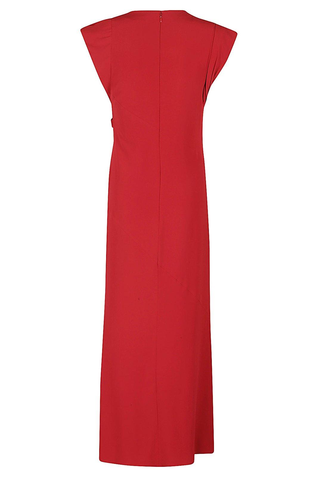 Shop Isabel Marant Draped Sleeveless Dress In Red
