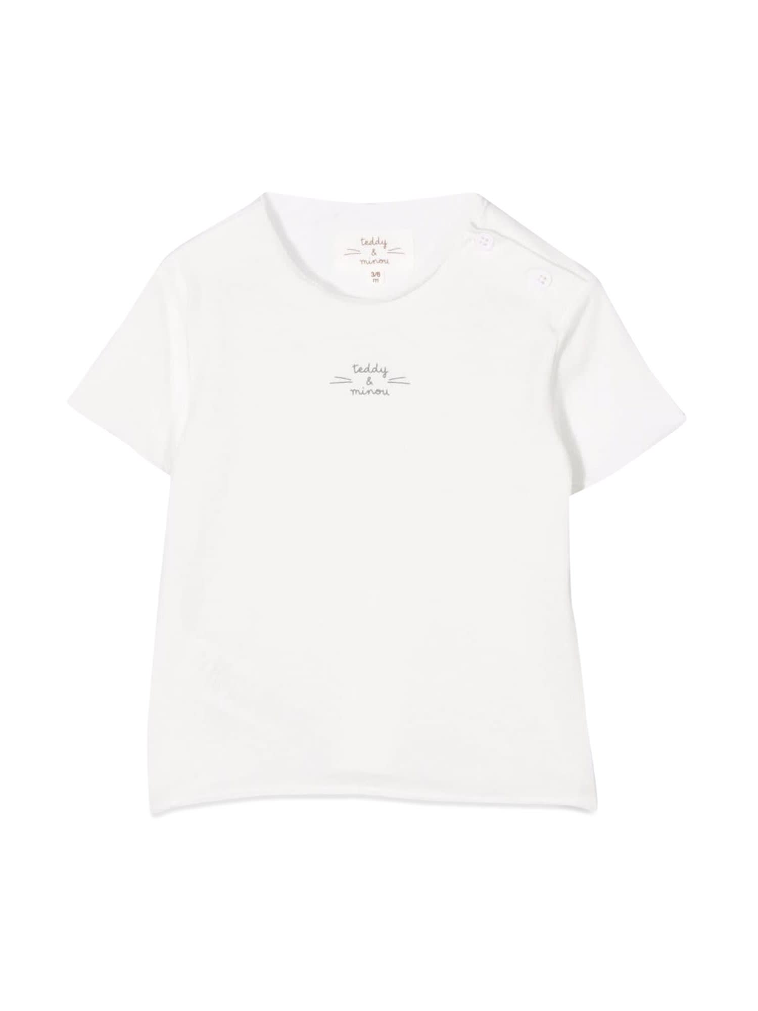 Teddy &amp; Minou Babies' T-shirt In Bianco