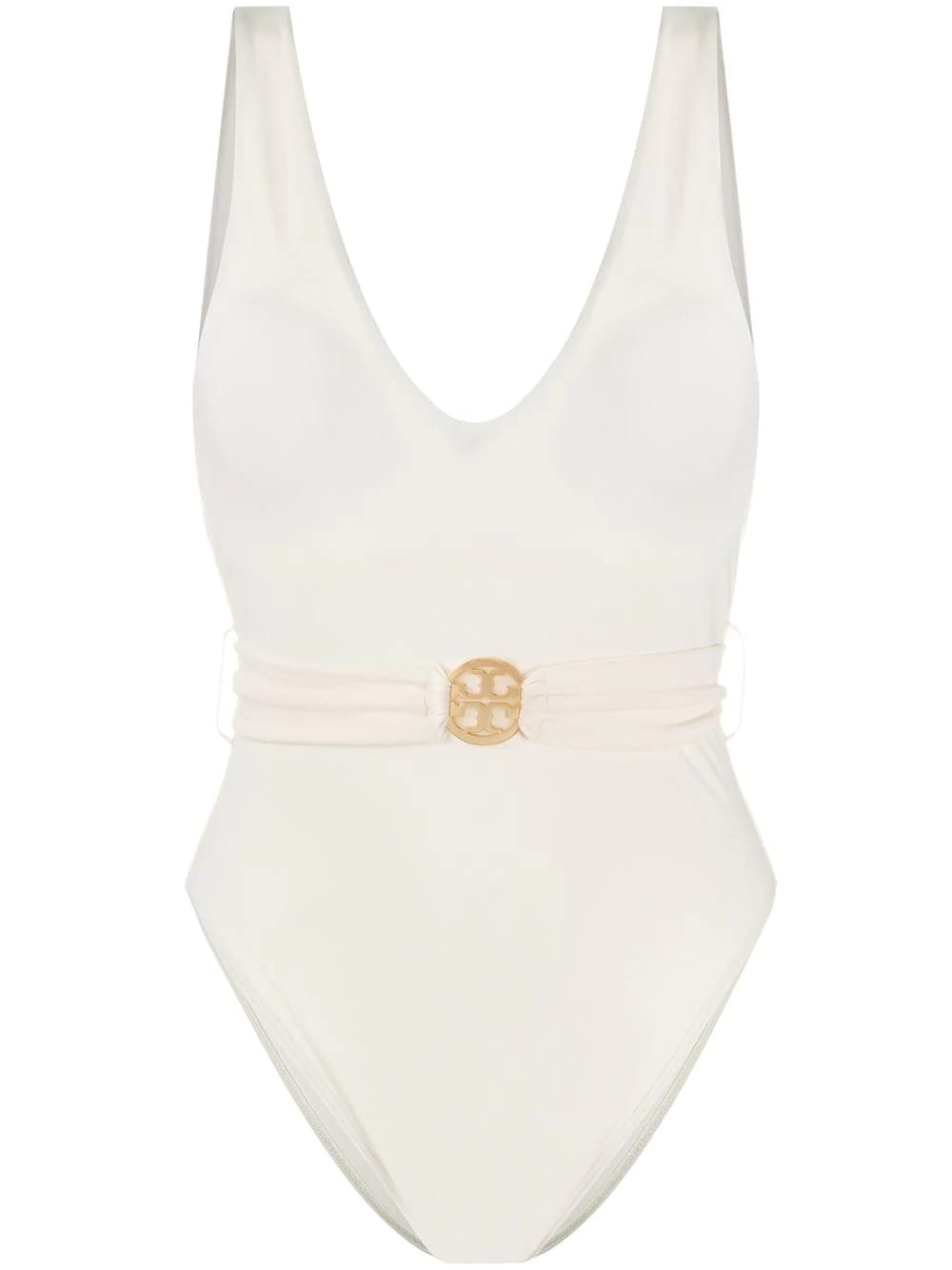 Tory Burch Ivory Miller Plunge One-piece Swimsuit
