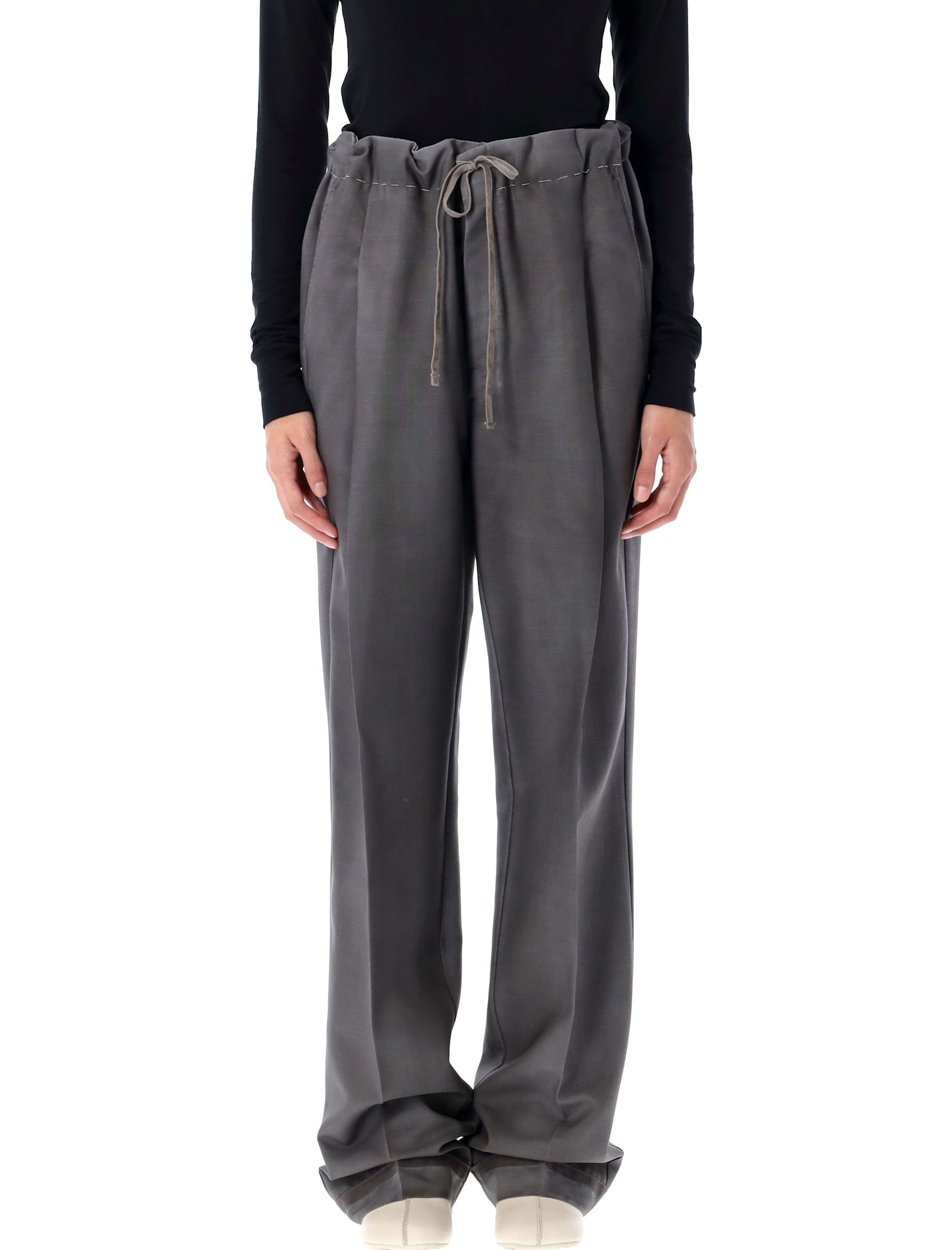 Maison Margiela Wool Mohair Trousers In Dark Taupe