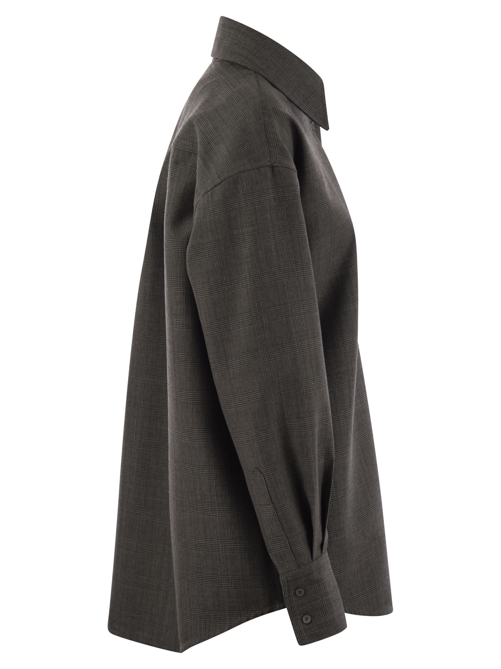 Shop Fabiana Filippi Prince Of Wales Long Shirt In Grey