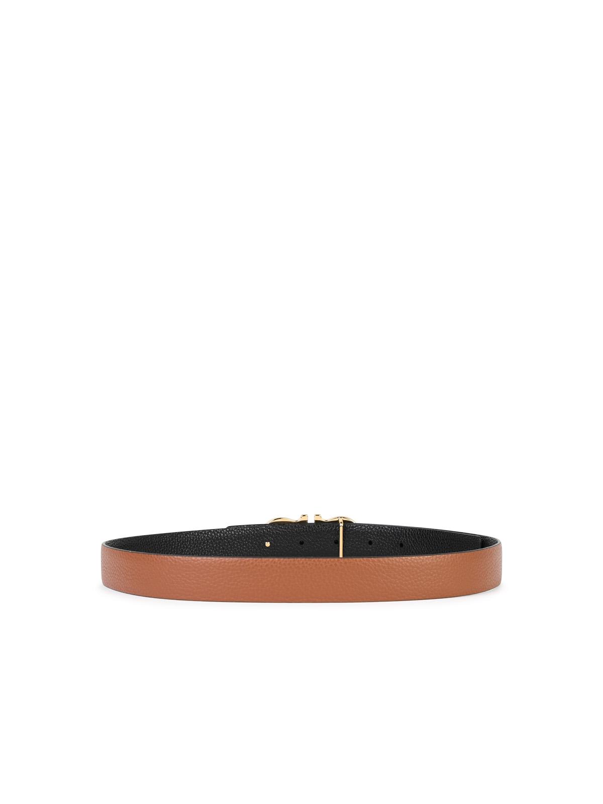 Ferragamo Leather Belt Adjustable Gold-tone Buckle In Brown