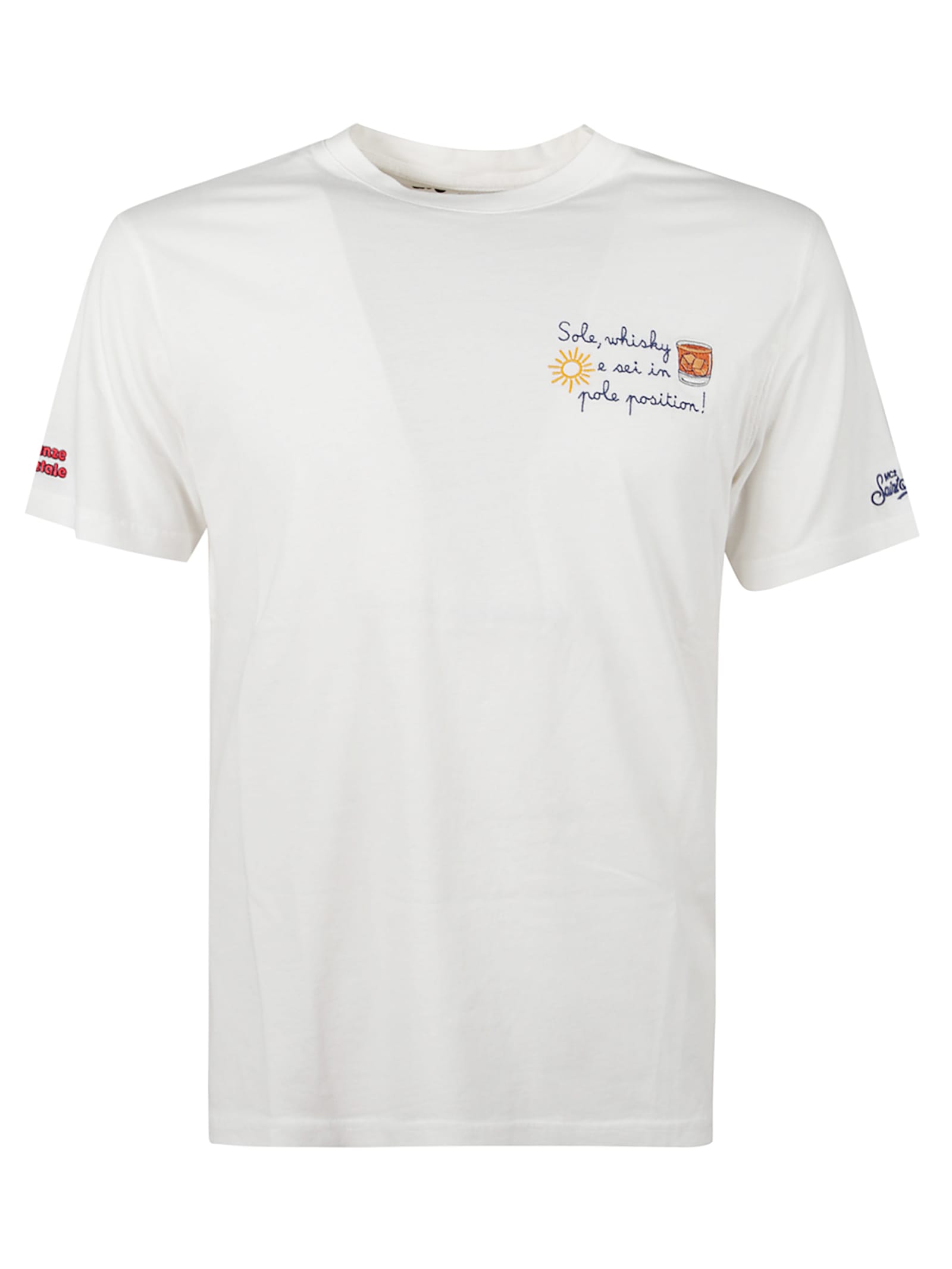 Mc2 Saint Barth T-shirt With Sole Whisky Embroidery And Youre In Pole Position In White