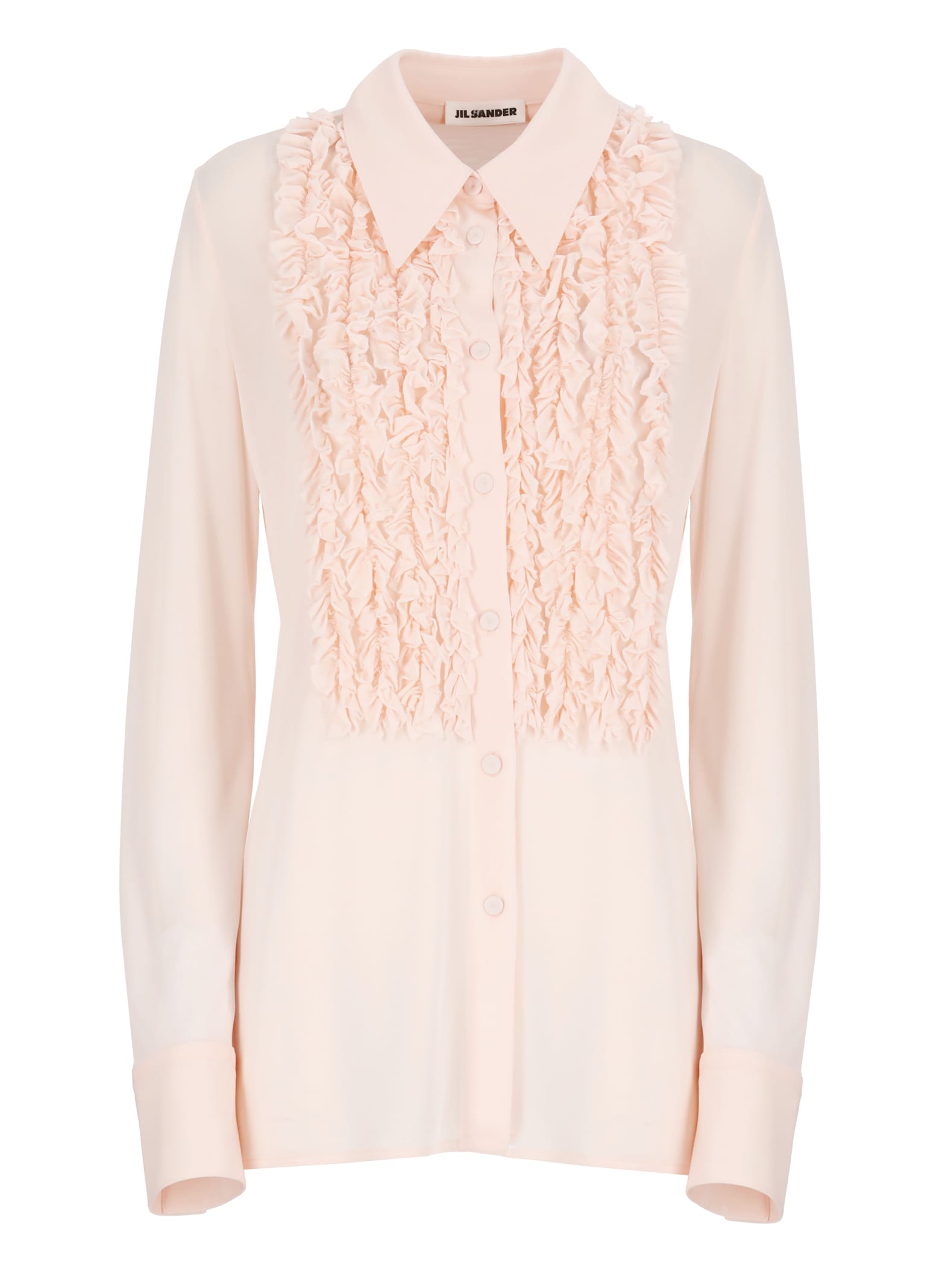 Jil Sander Ruffle-trim Shirt In Pink