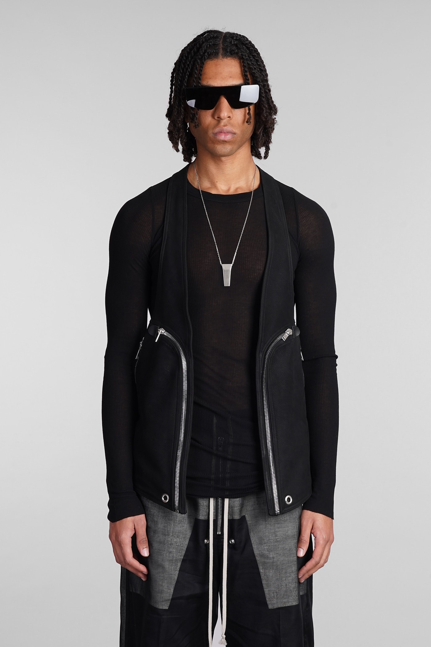 Bauhaus Vest Vest In Black Leather