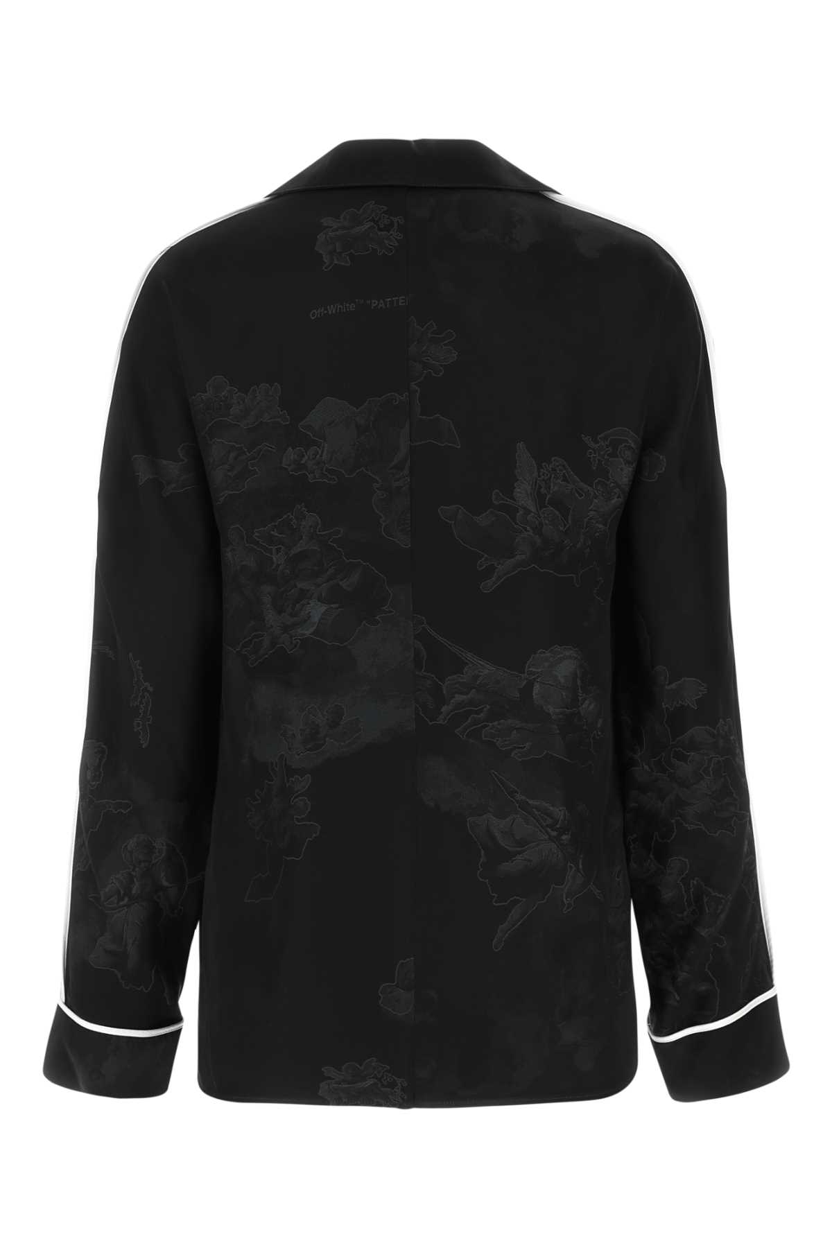 Shop Off-white Embroidered Satin Shirt In Black